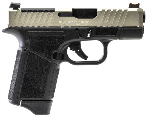 Gforce Arms Rapture Sub-Compact Frame 9mm Luger 12+1 3.25" Black Steel Barrel, Nickel Optic Cut/Serrated Steel Slide, Black Cerakote Polymer Frame GF932512BN