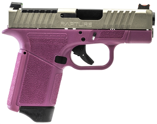 Gforce Arms Rapture Sub-Compact Frame 9mm Luger 12+1 3.25" Black Steel Barrel, Nickel Optic Cut/Serrated Steel Slide, Pink Cerakote Polymer Frame GF932512PIN