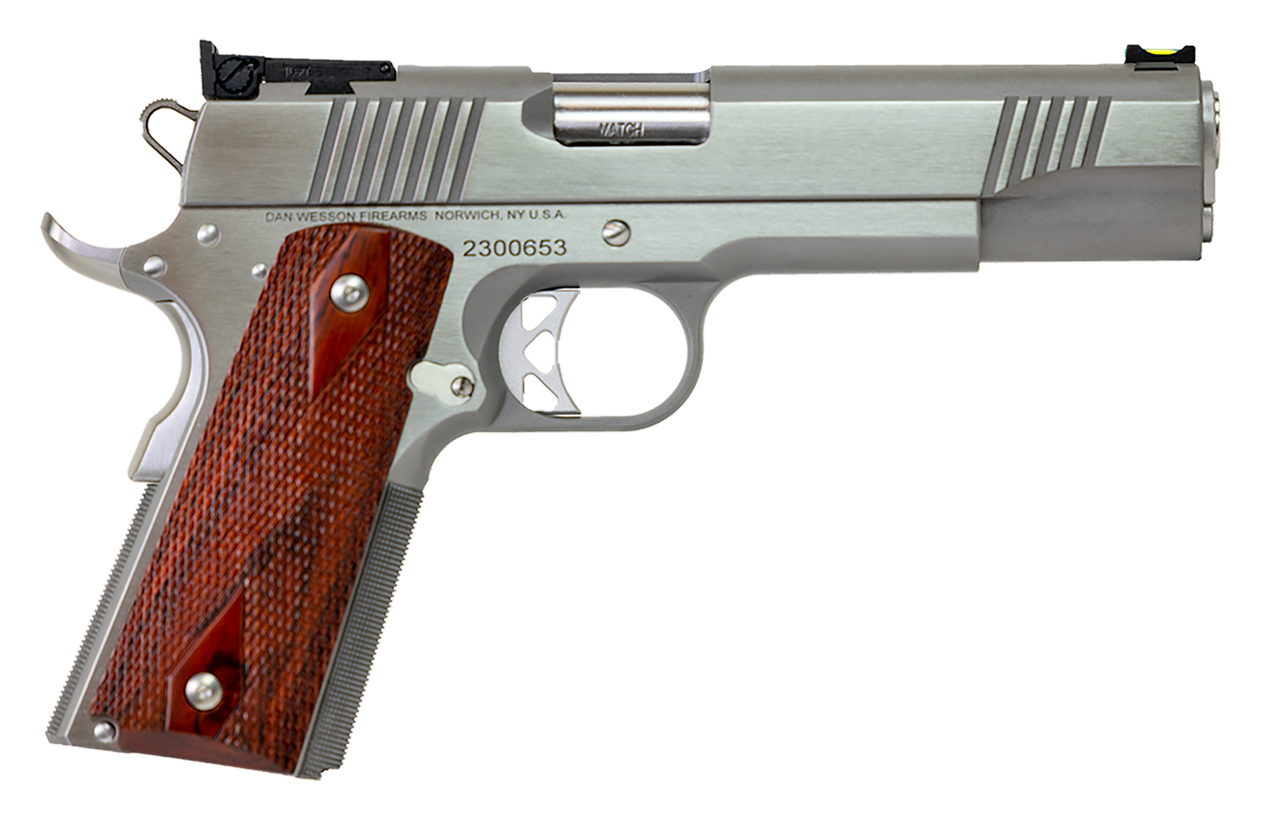 CZ-USA Dan Wesson Pointman Pistol 01943, 45 ACP, 5 in, Wood Grip, Stainless Finish, 8 Rd