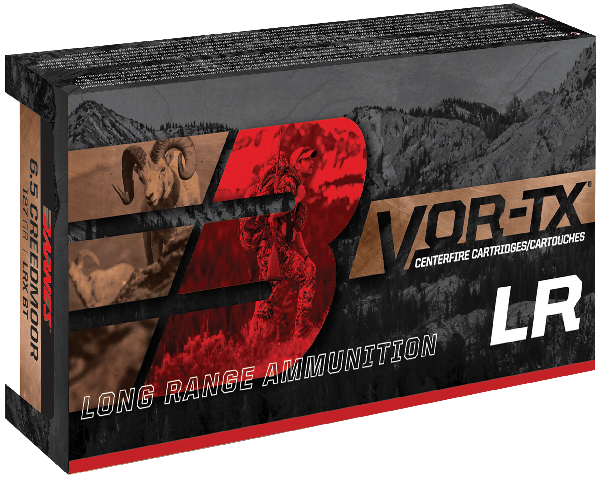 Barnes Bullets VOR-TX LR Rifle Ammunition 31198, 270 Win, LRX Boat Tail, 129 gr, 3140 fps, 20 Rd/Bx