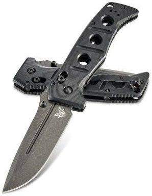 Benchmade Adamas Folding Knife w/Tungsten Gray Plain-Edge CPM-CruWear Drop Point Blade (275GY-1)