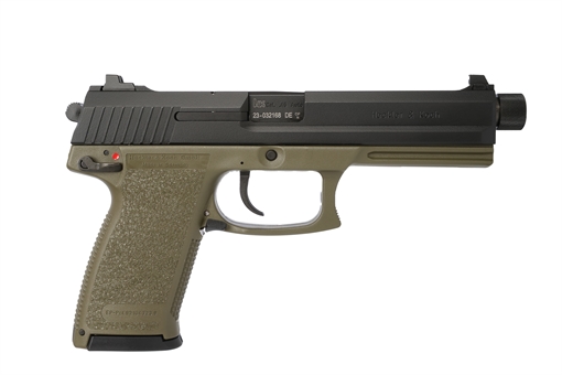 HK Mark 23 45 ACP 12+1 5.87" Black Threaded Barrel, Black Cerakote Serrated Steel Slide, OD Green Polymer Frame w/Accessory Rail, Textured Grip 81001074
