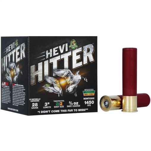 HEVI-Shot HEVI-Hitter Tungsten/Steel Shotshells 28ga 3" 3/4oz 1450 fps #2 25/ct HS28282