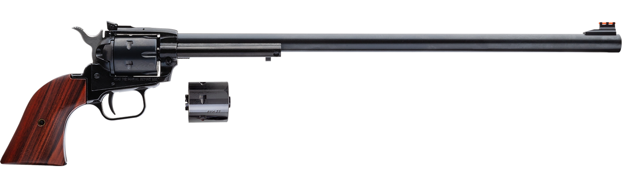 Heritage Rough Rider Single Action Rimfire Revolver RR22MB16AS, 22 LR / 22 WMR, 16", Wood Grip, Black Steel Finish, 6 Rd, Adj Sights