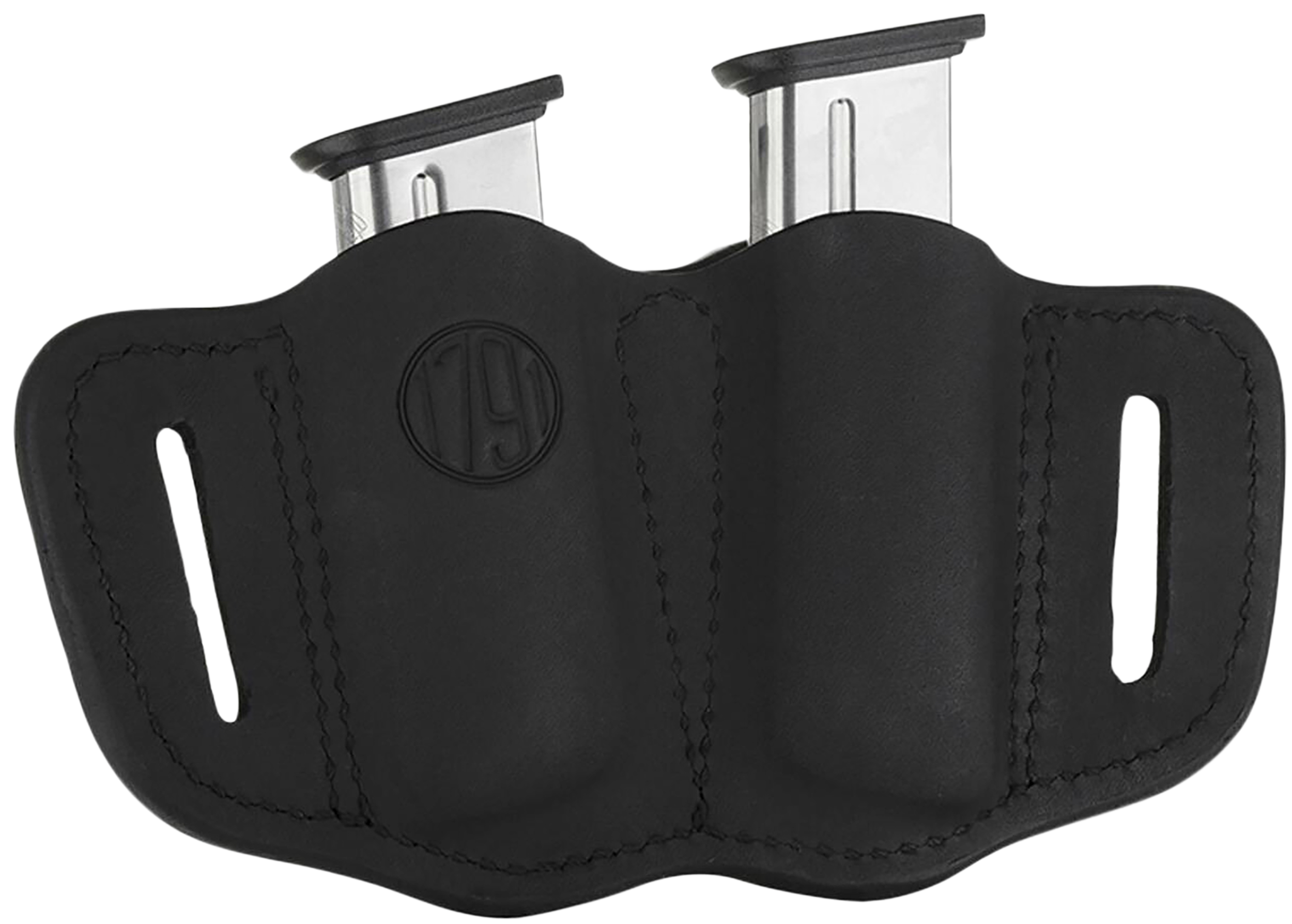 1791 Gunleather MAG2.1 Double Mag Holster Single Stack Belt Slide 1.50" Stealth Black Leather