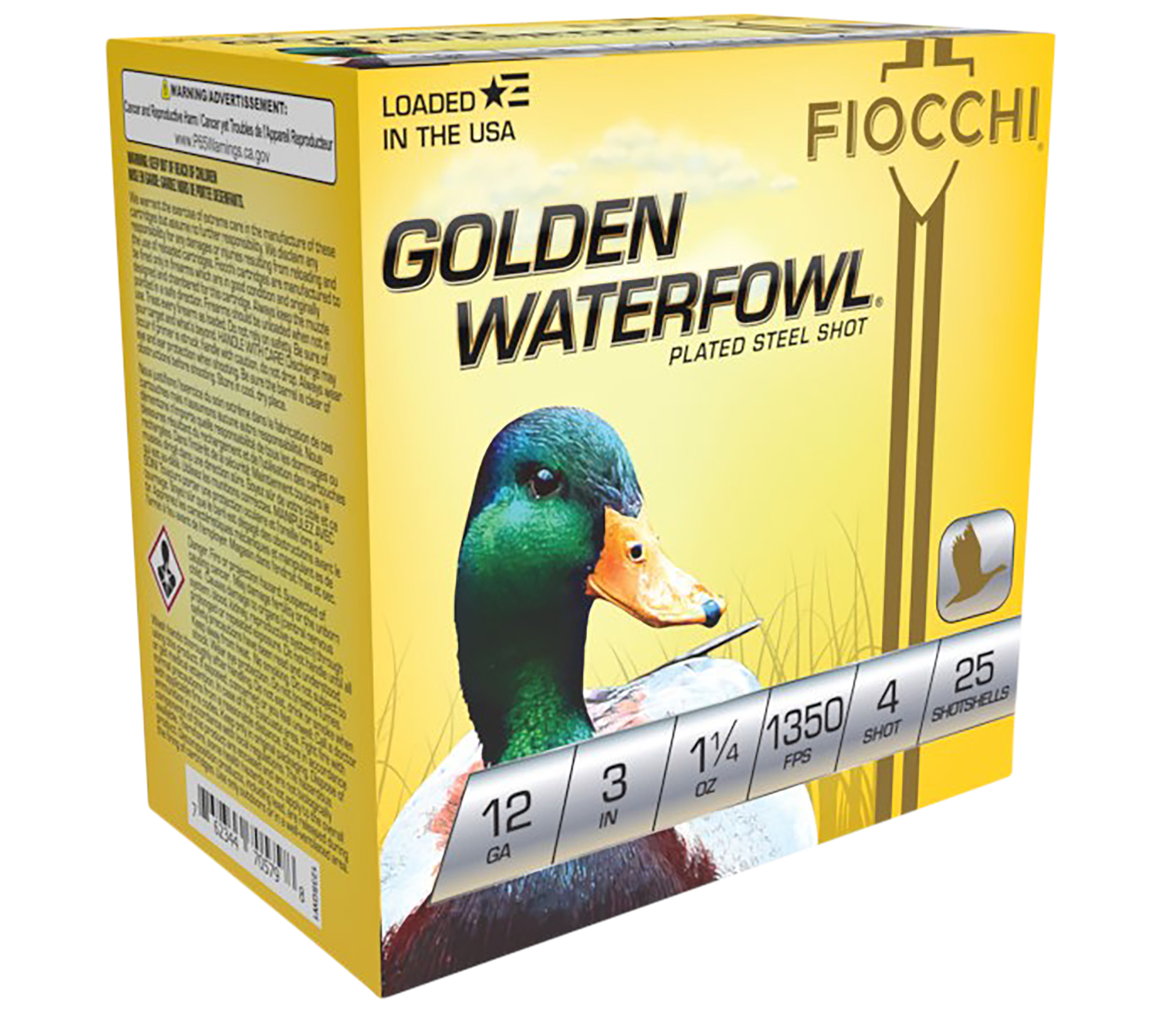 Fiocchi Golden Waterfowl 12 Gauge 3" 1 1/4 oz #4 Shot 25 Rounds - Box or Case