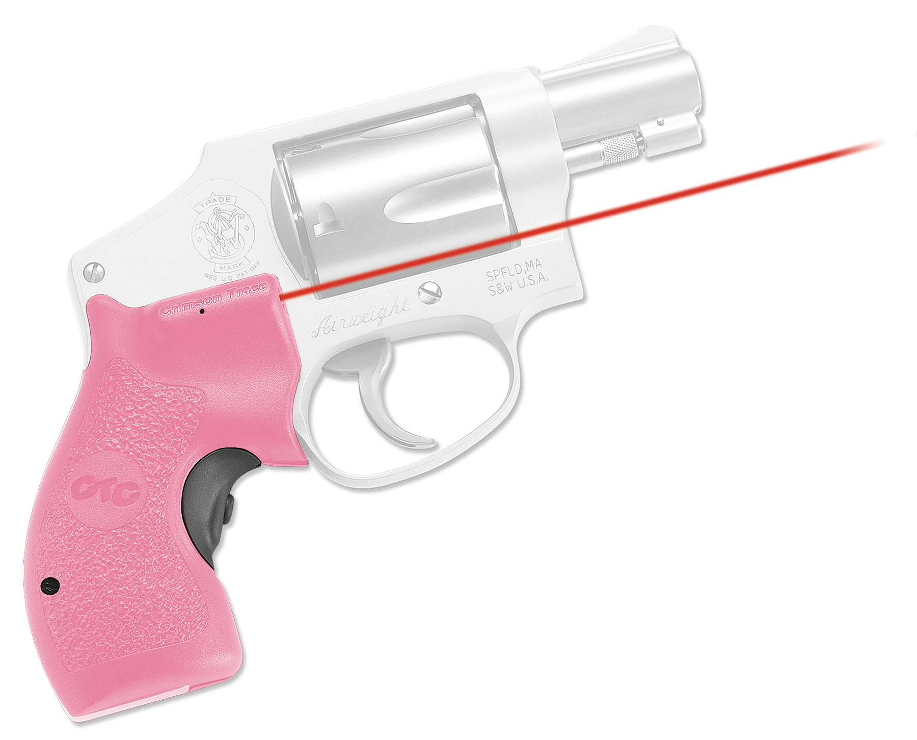 Crimson Trace LG-105 Lasergrips S&W J-Frame Round Butt Red Laser Pink Polymer