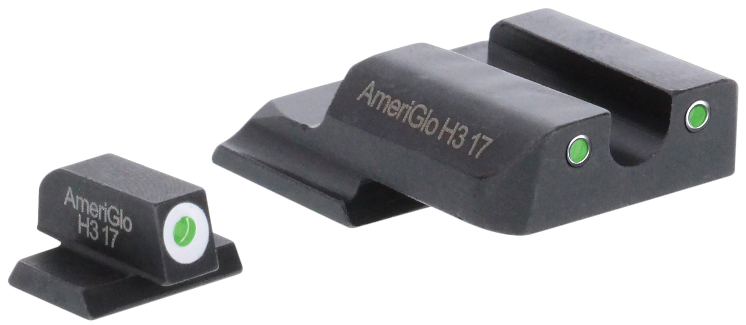 Ameriglo SW145 Classic Tritium Sight Set for Smith & Wesson M&P Shield - Green Tritium White Outline Front / Green Tritium White Outline Rear
