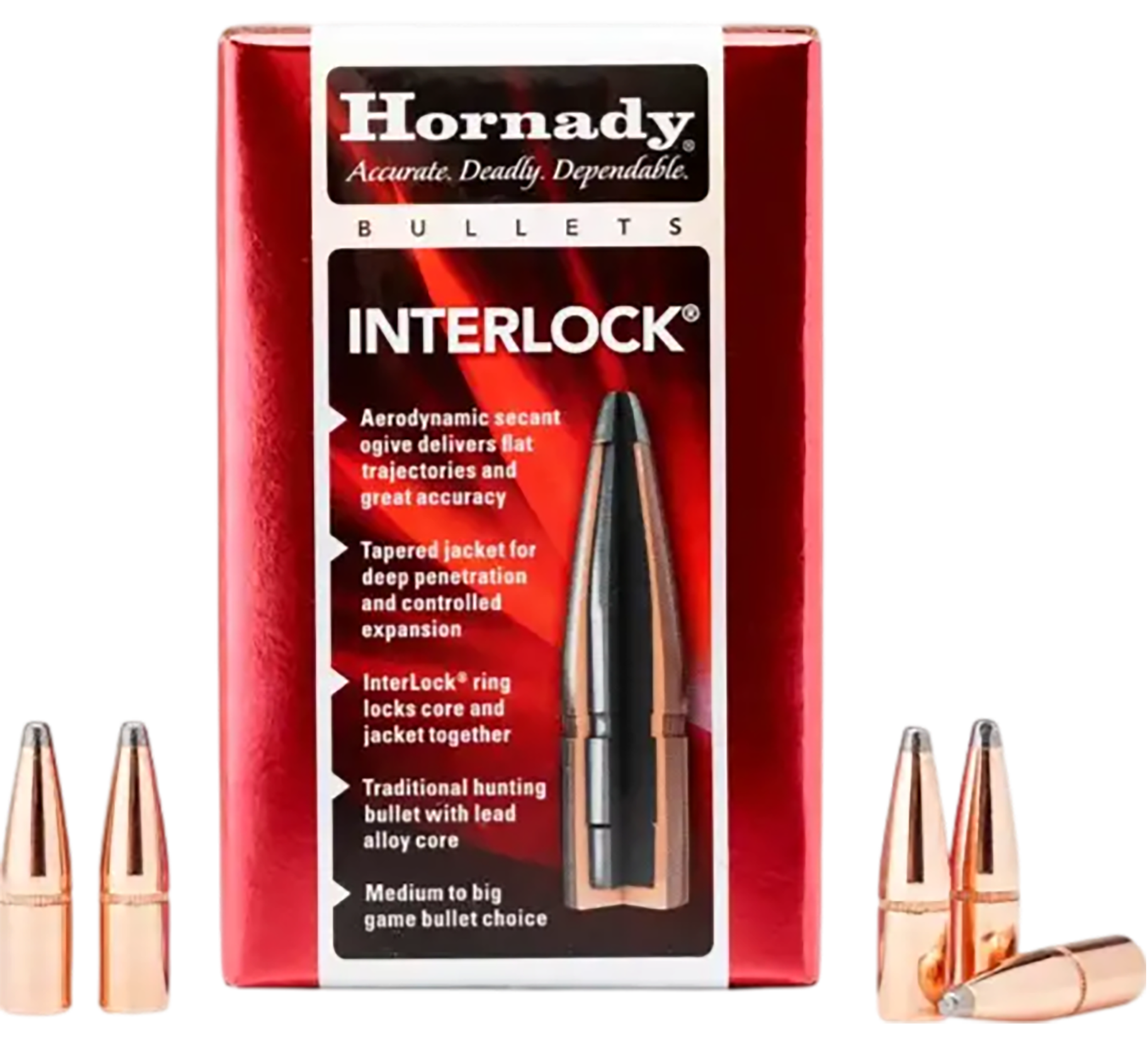 Hornady InterLock 35 Cal .358 200 gr Spire Point Reloading Bullets - 100/Box
