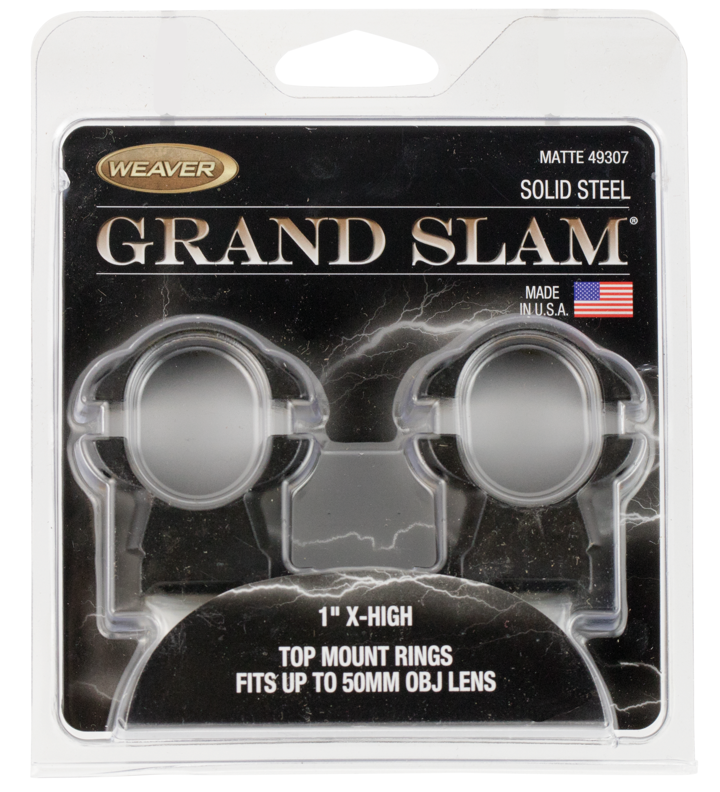 Weaver Mounts Grand Slam 1" Extra High Matte Black Steel Top Mount Scope Rings