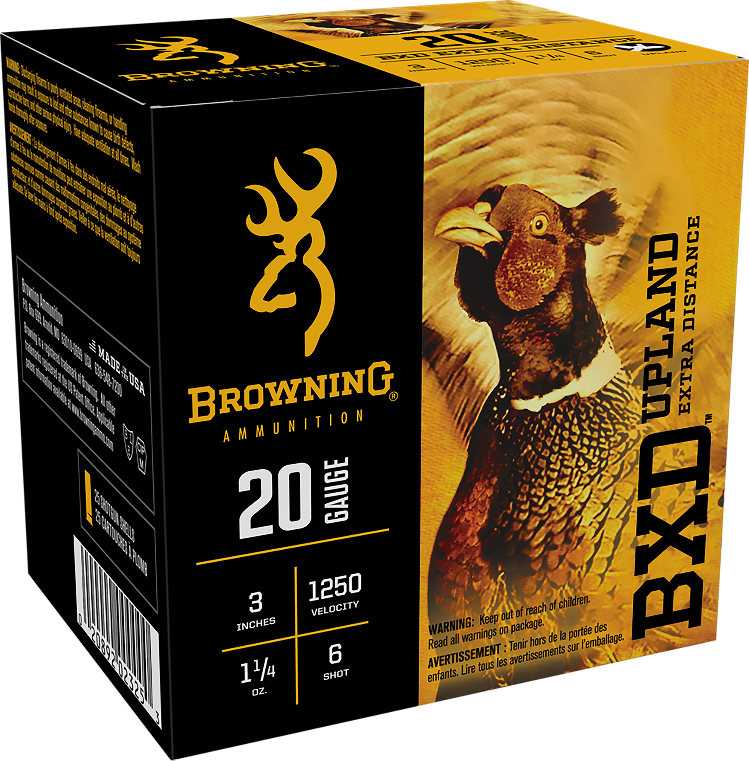 Browning Ammo BXD Upland 20 Gauge 3" 1-1/4 oz #6 Shot 25 Rd - Box or Case