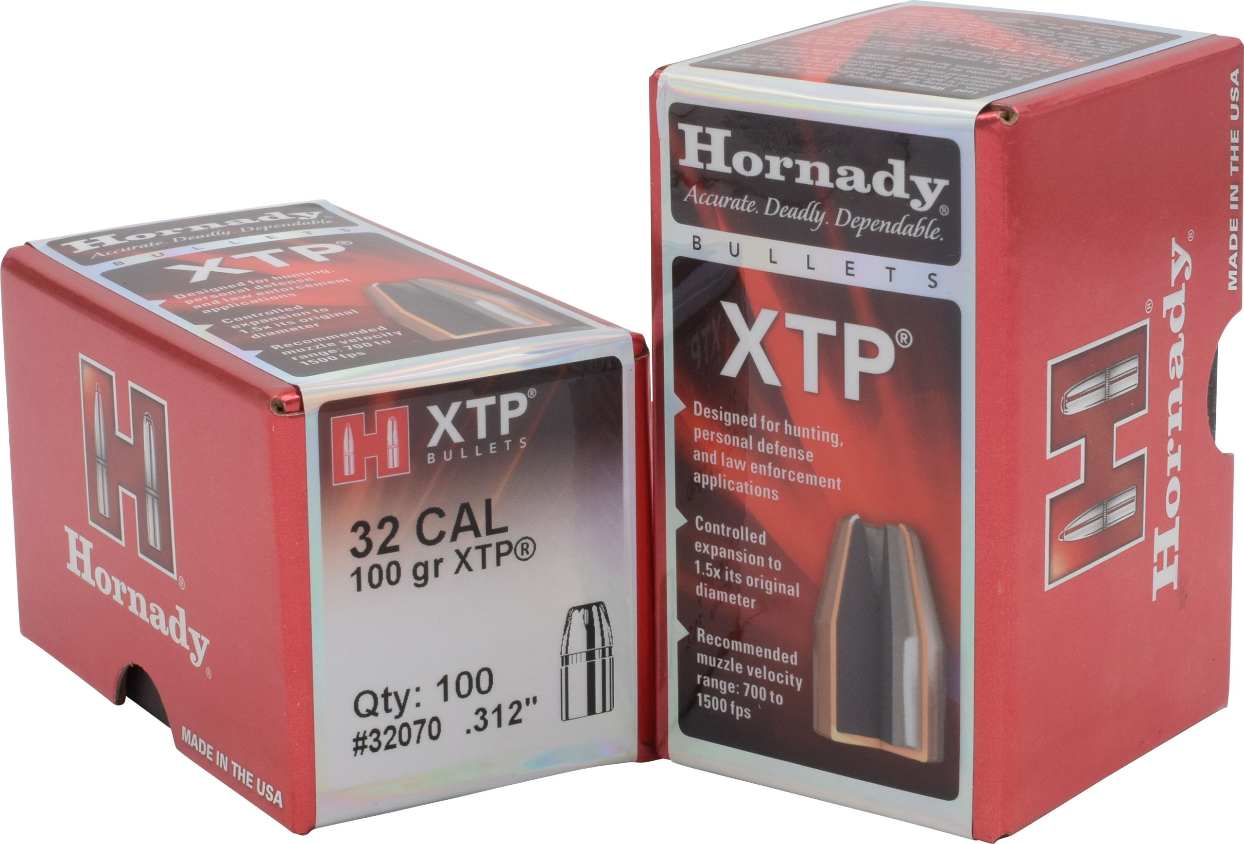 Hornady XTP 32 Cal .312 100 gr Hollow Point Reloading Bullets - 100/Box