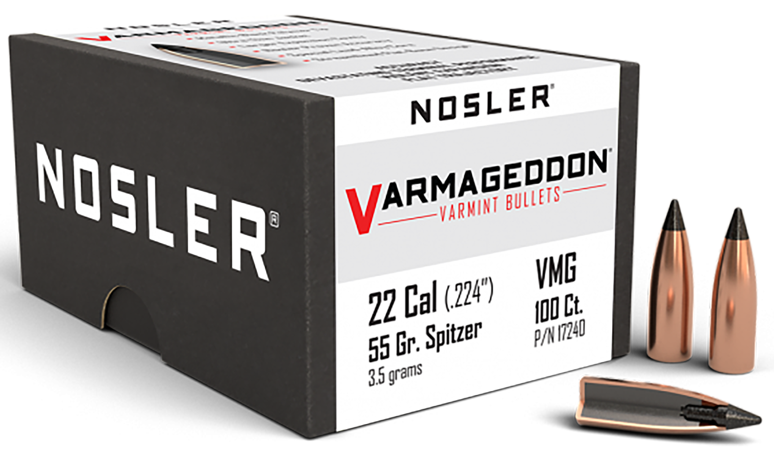 Nosler Varmageddon 22 Cal .224 55gr Flat Base Tipped - 100/Box