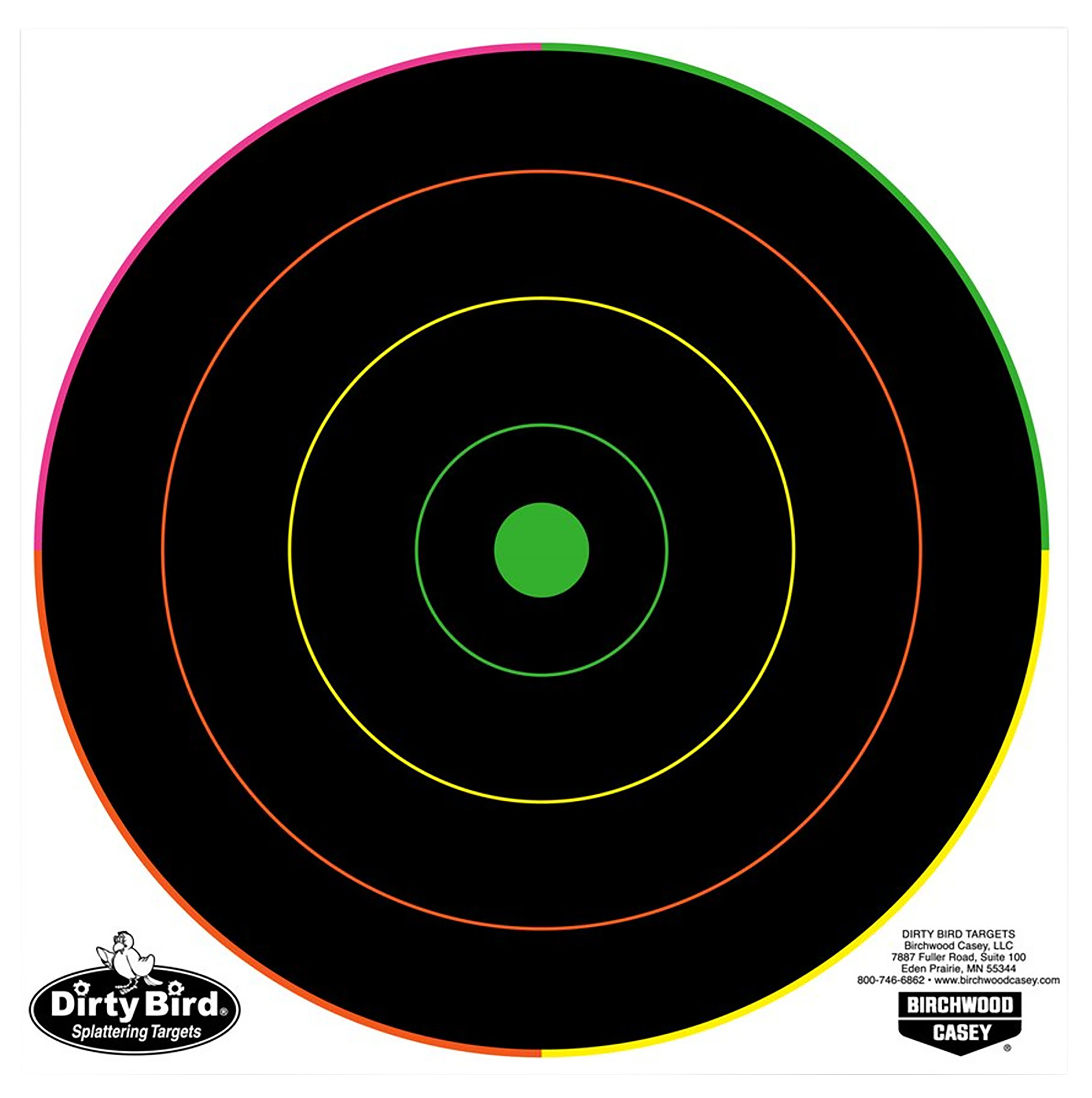 Birchwood Casey Dirty Bird 8" Bullseye Hanging Tagboard Pistol/Rifle Target Black/Green 20 Pkg