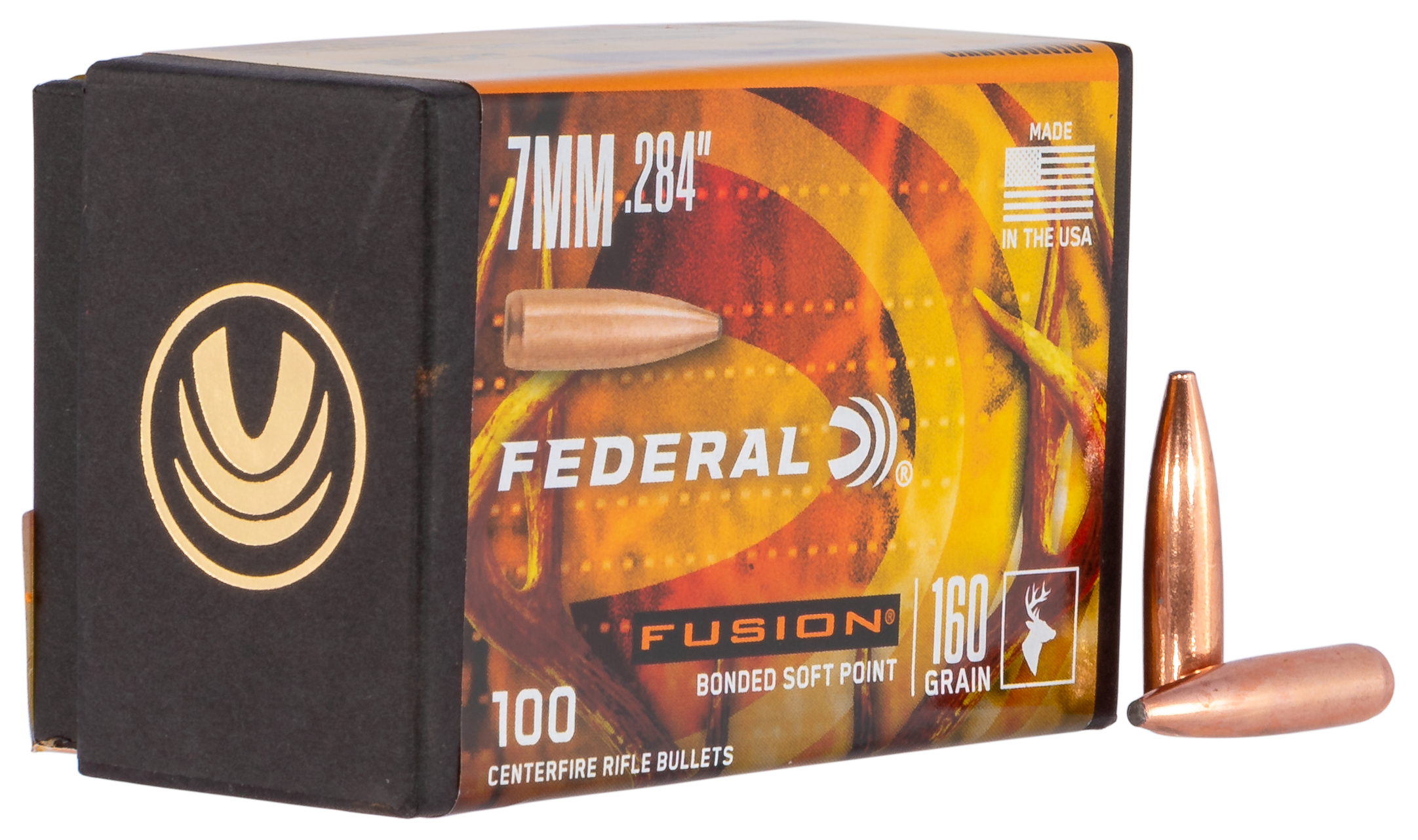 Federal Fusion Component 7mm .284 160gr Fusion Soft Point Reloading Bullets - 100 Per Box/ 4 Case