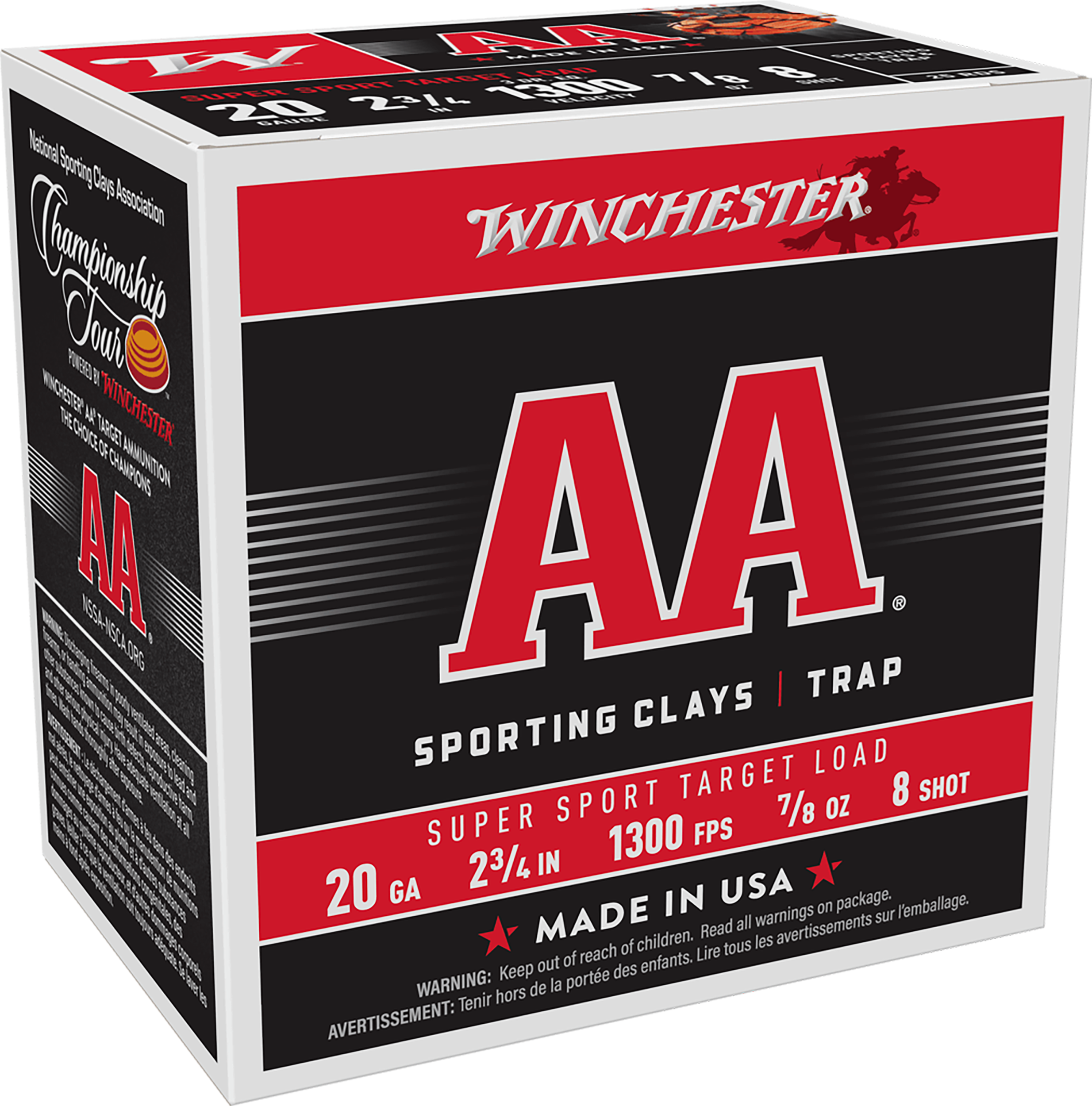 Winchester Ammo AA Super Sport Sporting Clay 20 Gauge 2.75" 7/8 oz #8 Shot 25 Rd - Box or Case