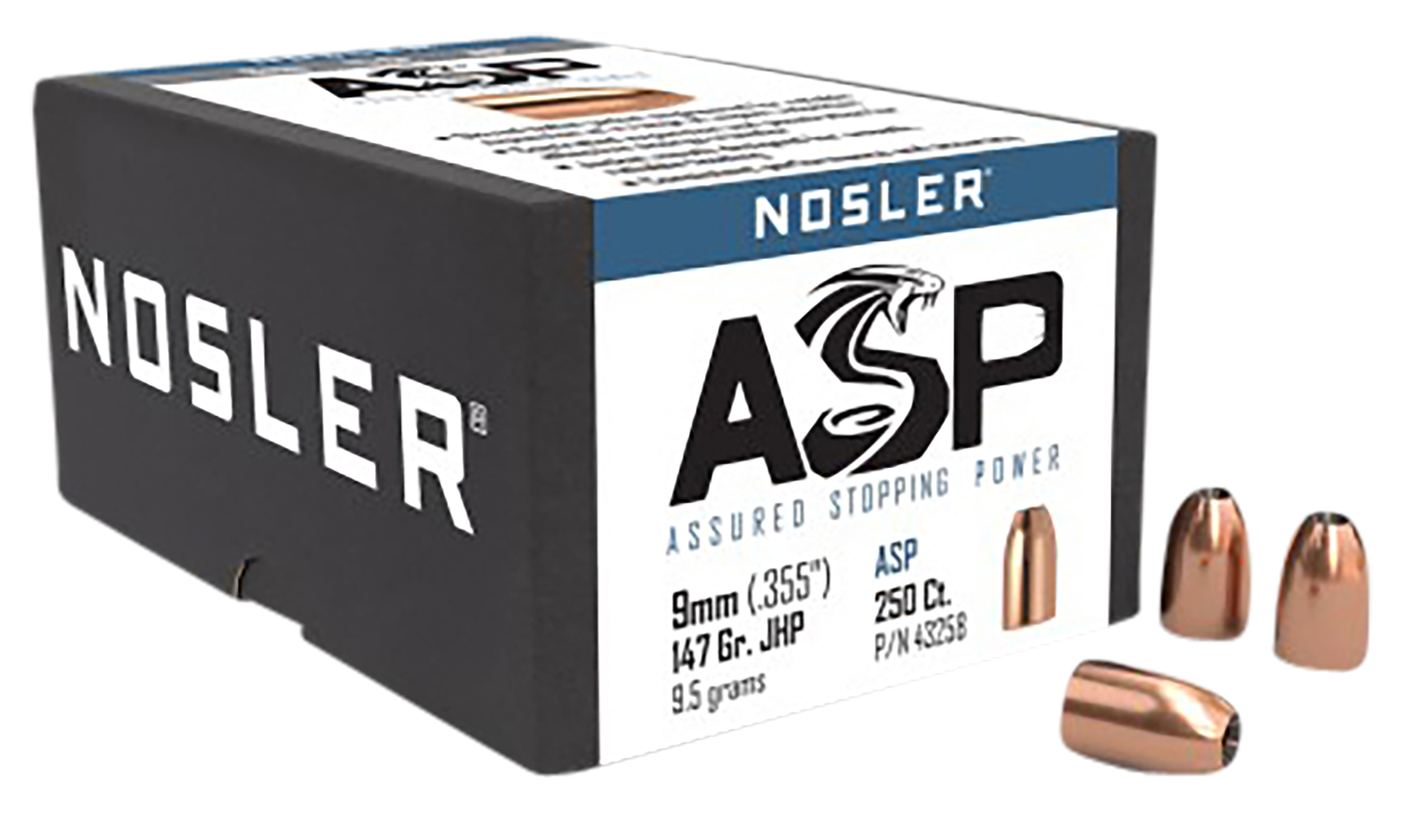 Nosler Assured Stopping Power 9mm 147gr Jacketed Hollow Point Reloading Bullets - 250/Box