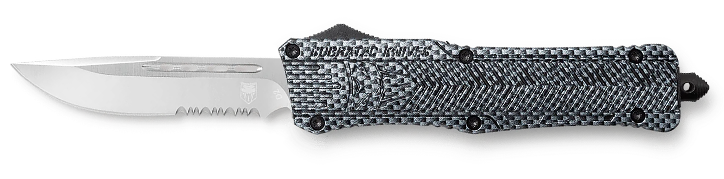CobraTec Knives CTK-1 Large 3.75" OTF Drop Point Part Serrated D2 Steel Carbon Fiber Aluminum Handle