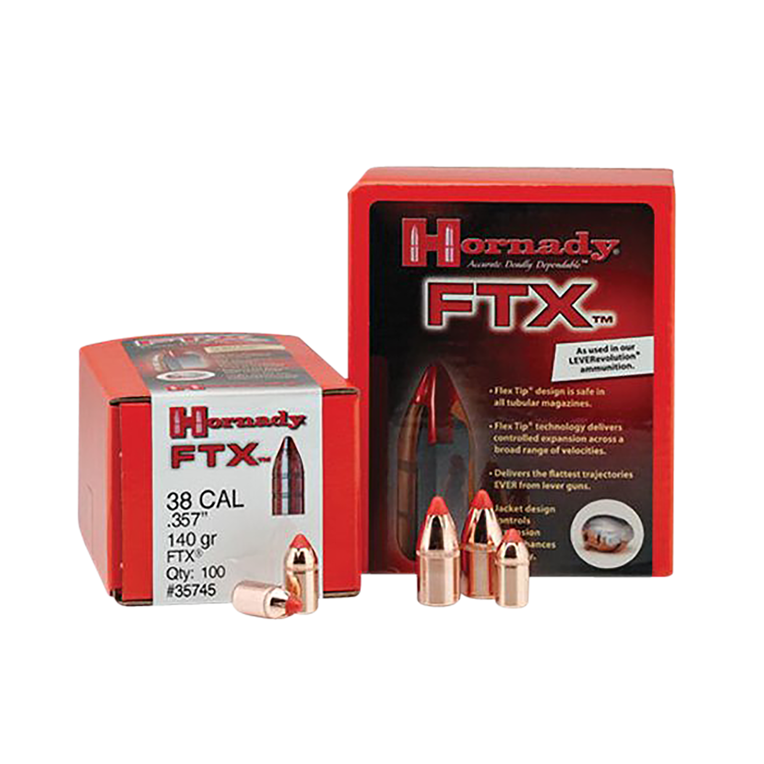 Hornady FTX 38 Cal .357 140 gr Flex Tip eXpanding - 100/Box