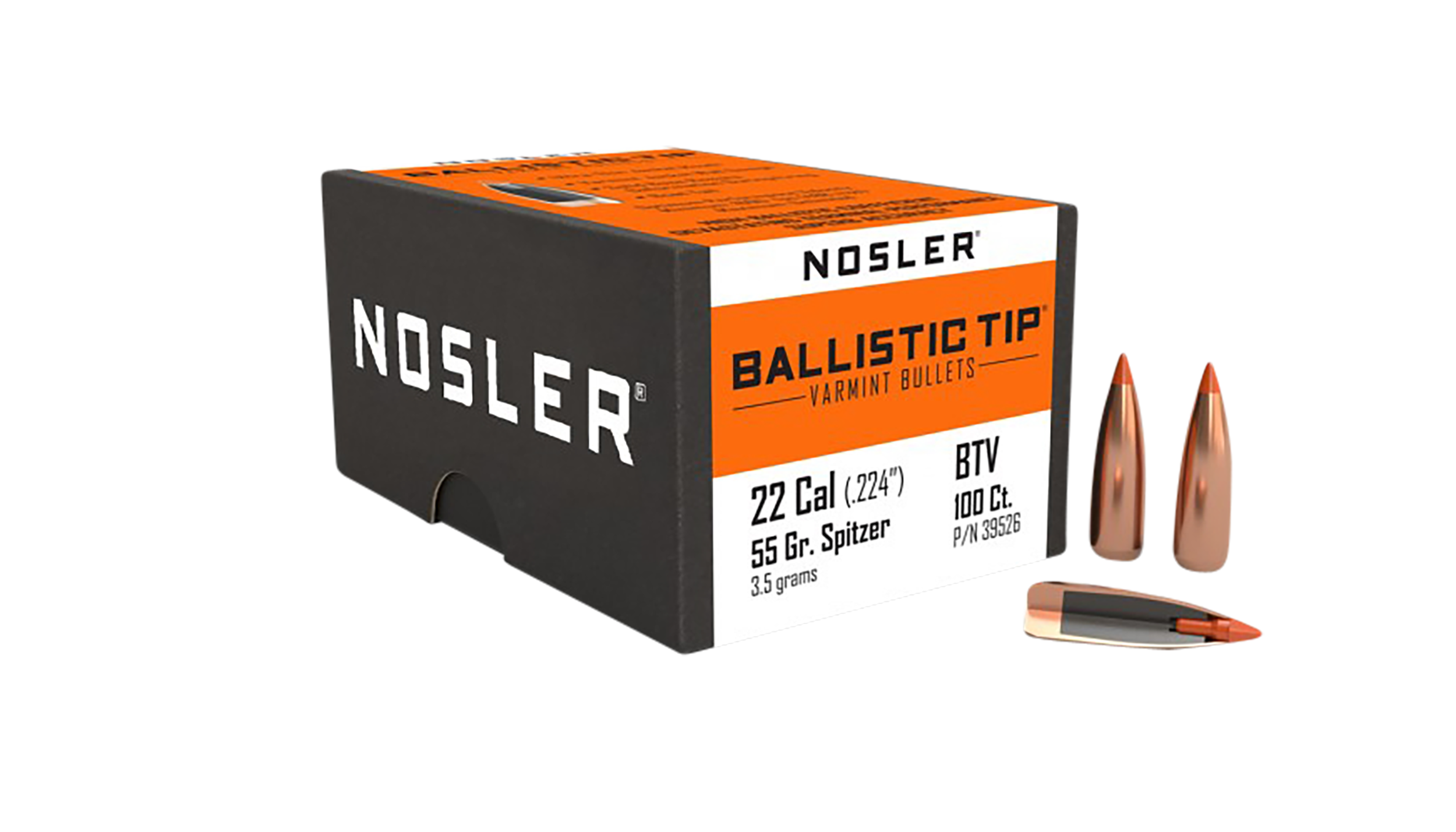 Nosler Ballistic Tip Varmint 22 Cal 55gr Spitzer Point 100/Box