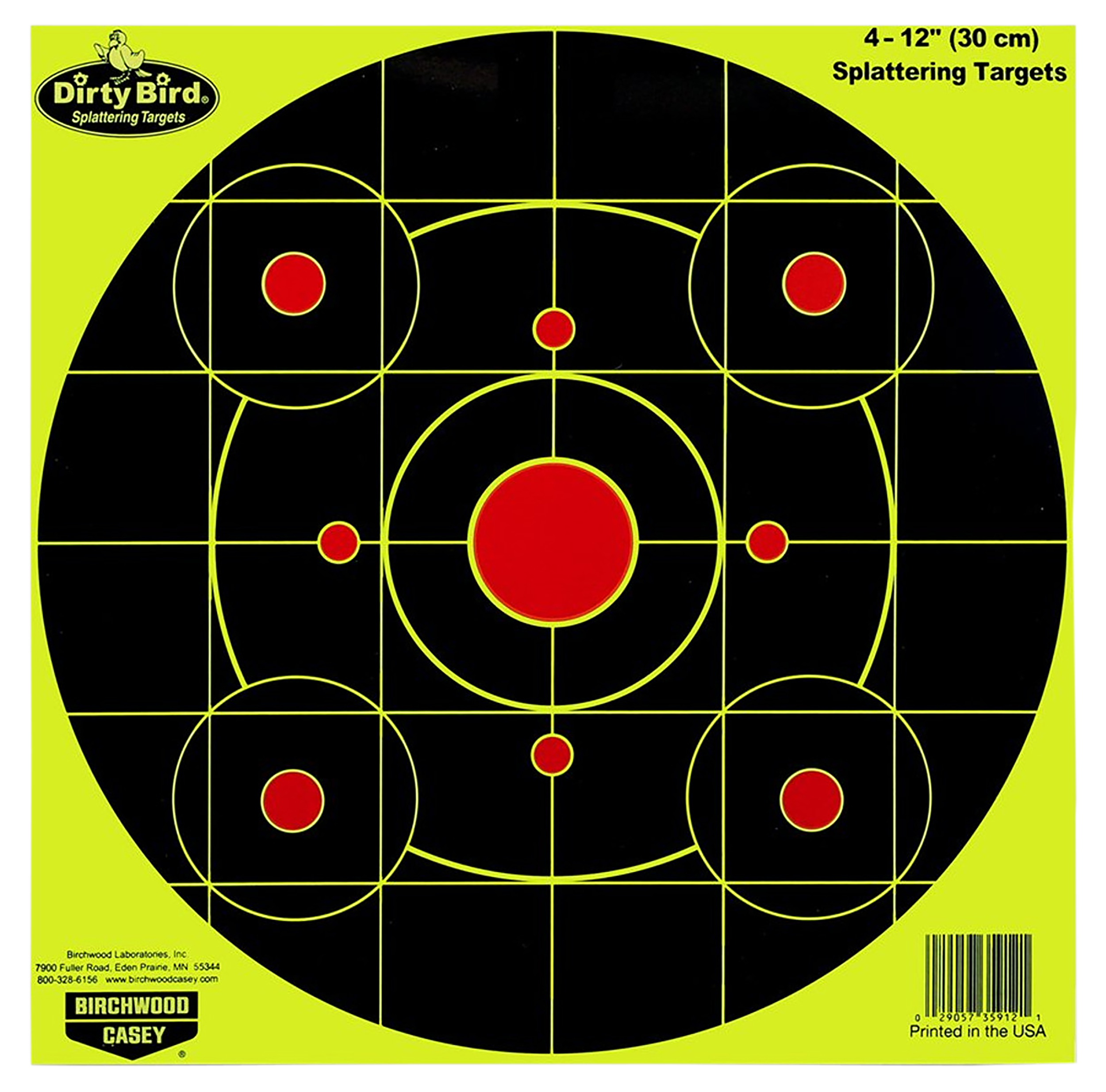 Birchwood Casey Dirty Bird 12" Bullseye Paper Hanging Target Black/Yellow 25 Per Pkg