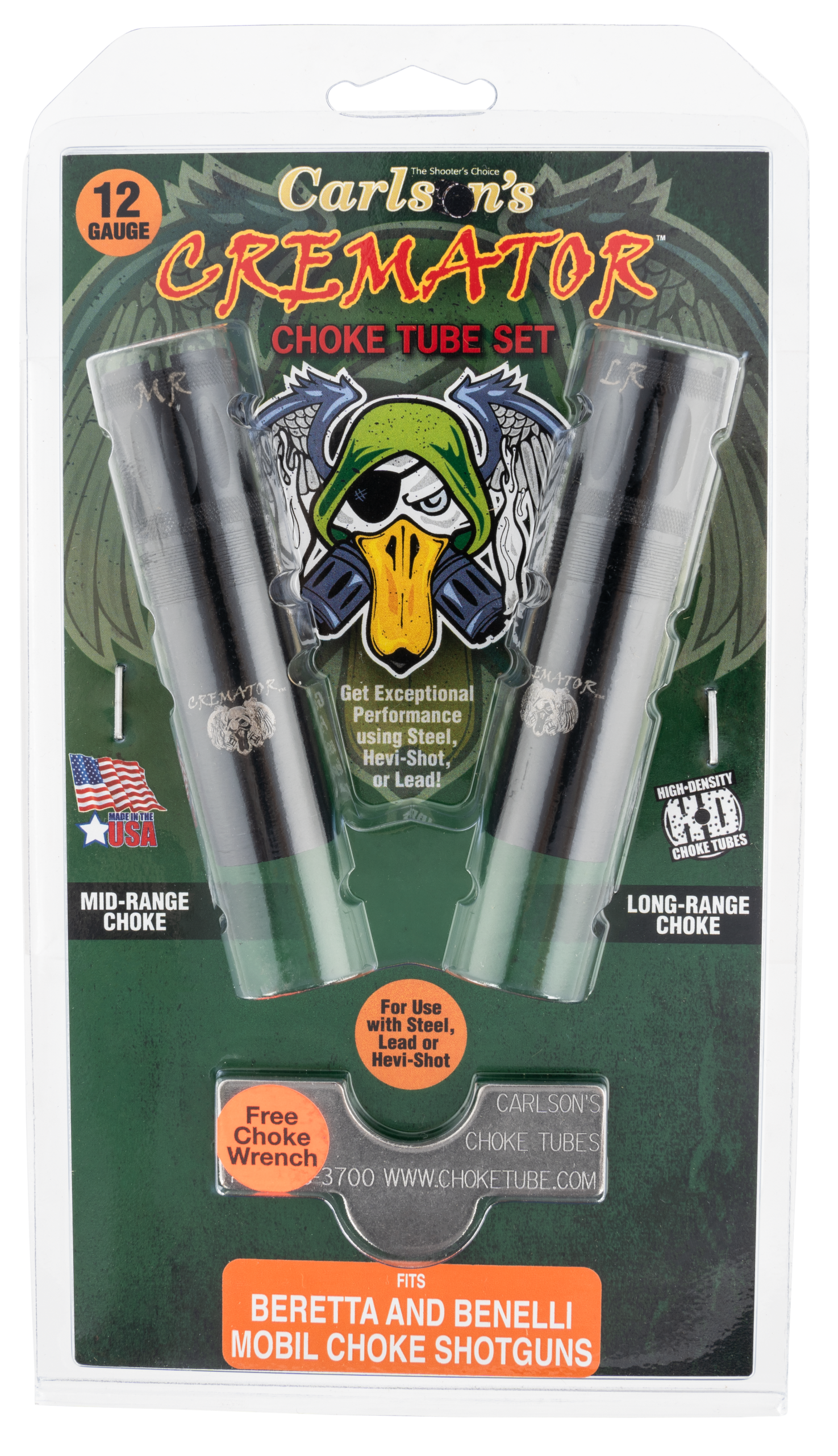Carlsons Cremator Beretta/Benelli Mobil 12 Gauge Mid/Long Range Non-Ported Choke Tube - 2 Pack