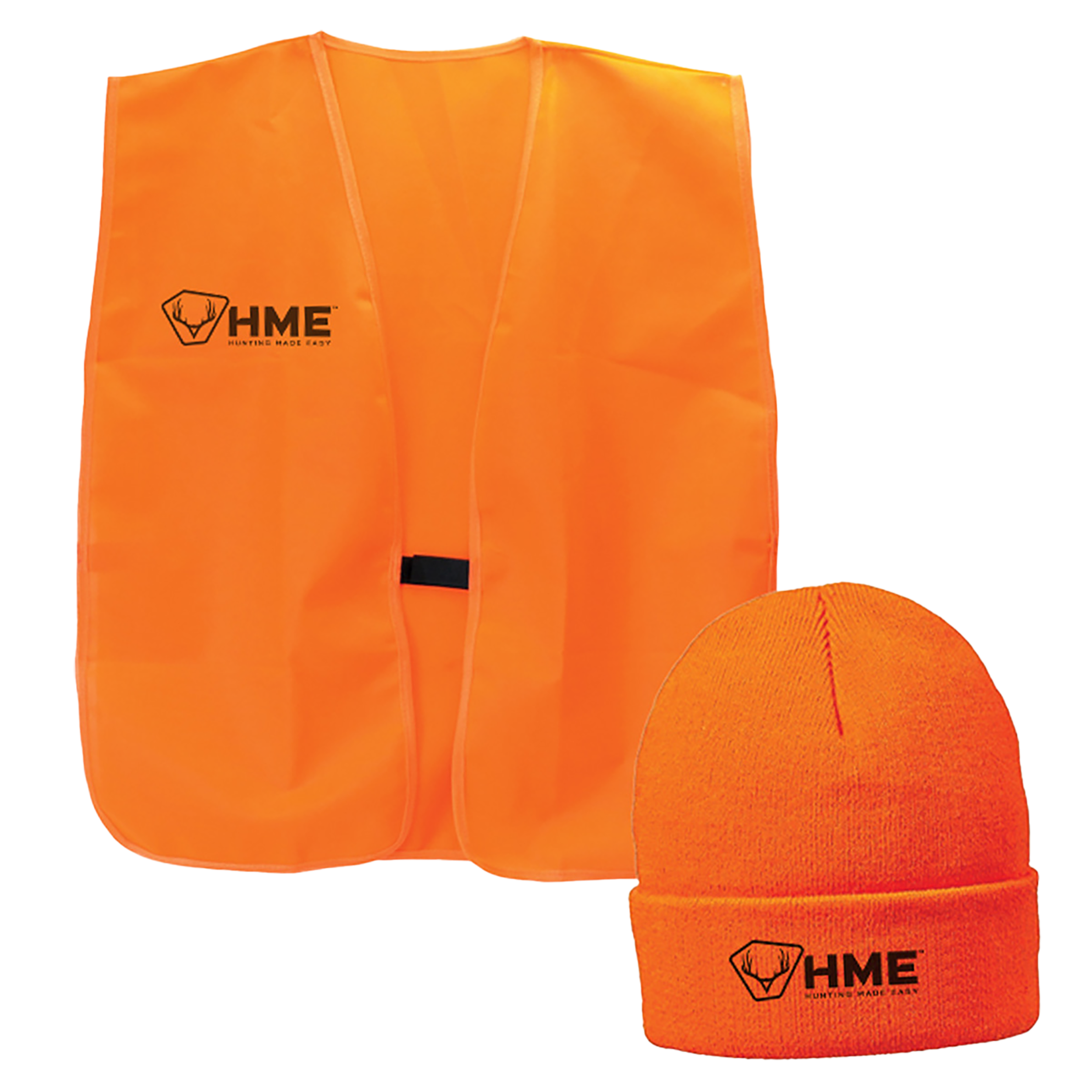 HME Safety Vest/Beanie Combo Blaze Orange OSFA Polyester