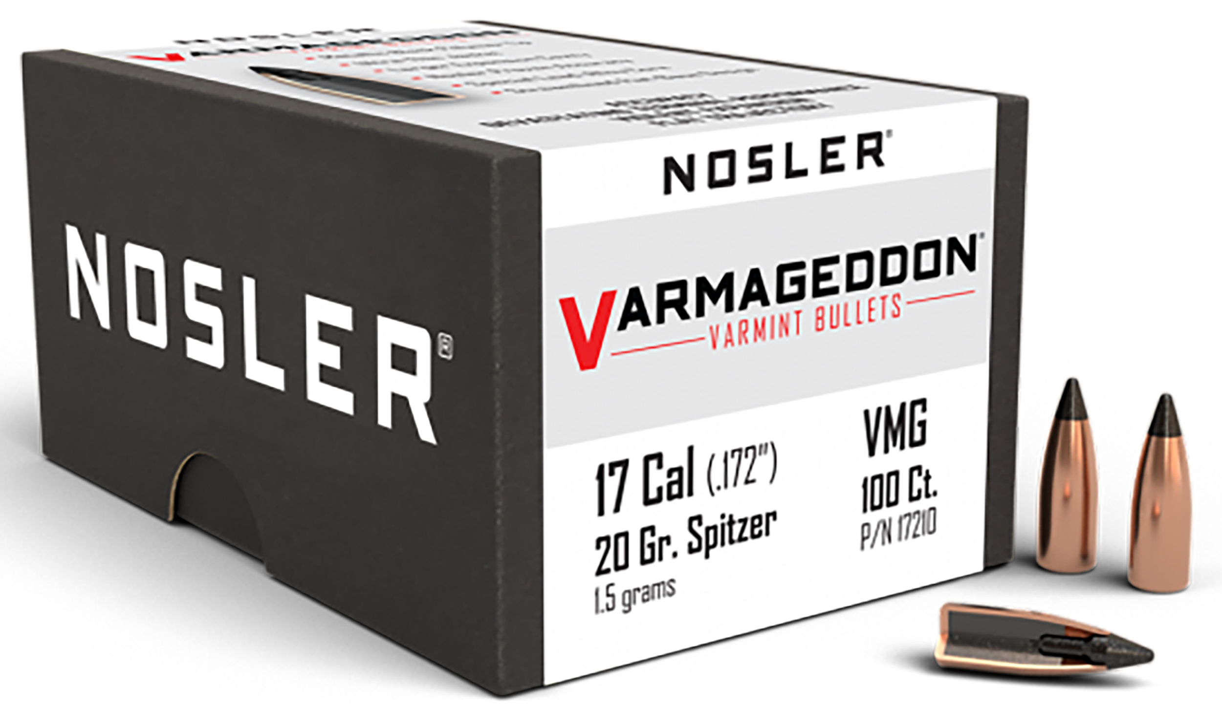 Nosler Varmageddon 17 Cal 20gr Flat Base Tipped 100/Box