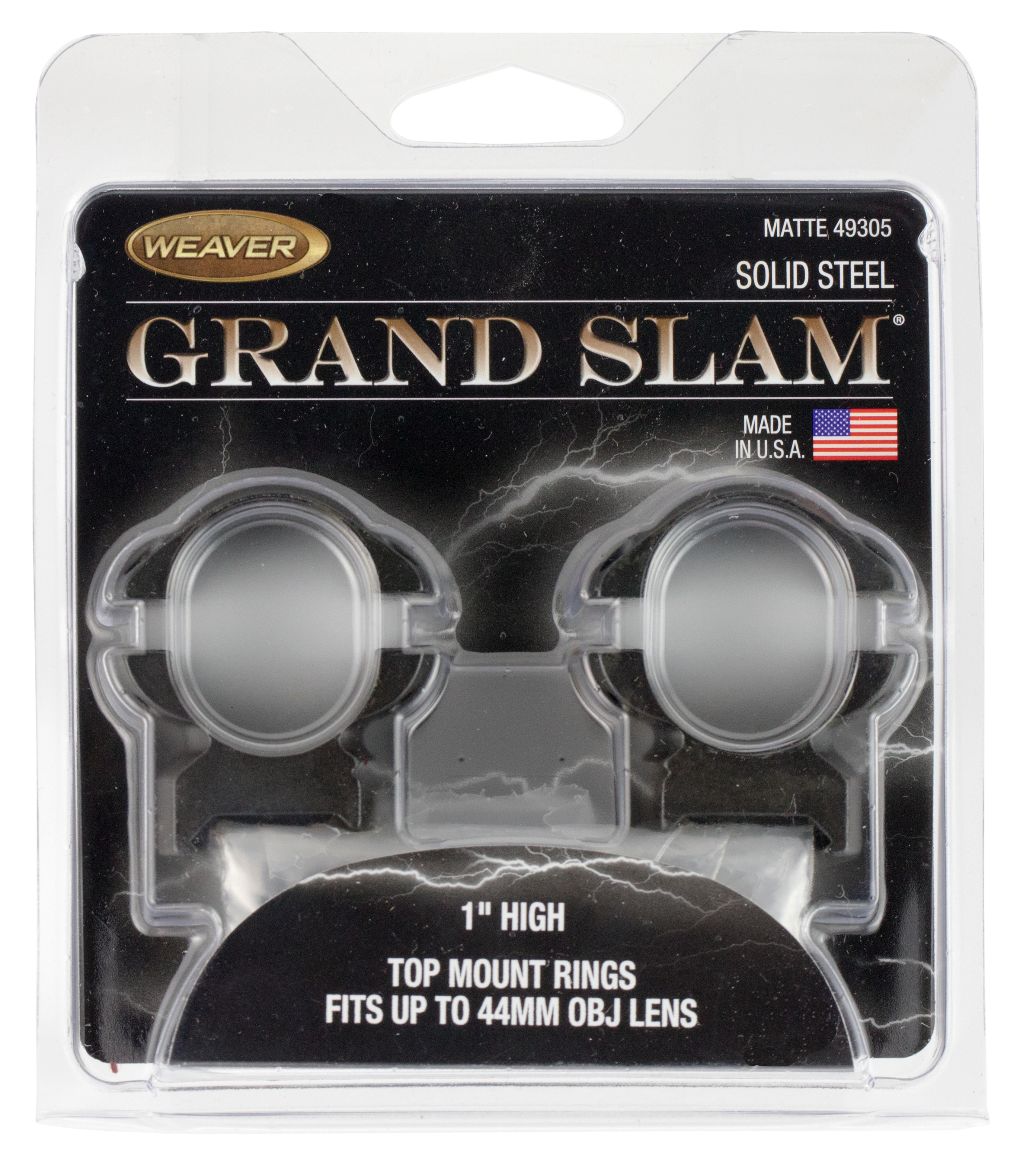 Weaver Mounts Grand Slam Top Mount Scope Rings 1" High Matte Black Steel