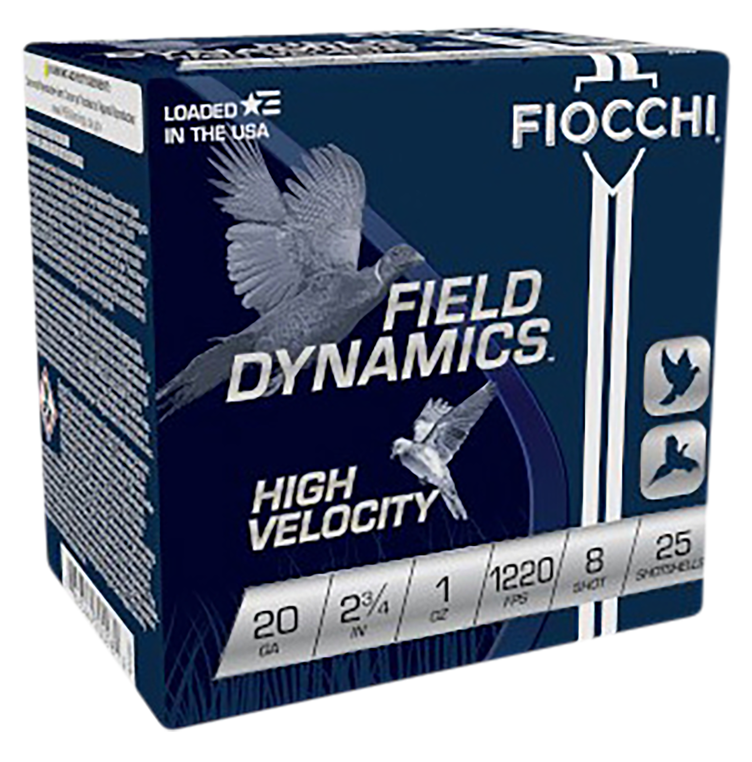 Fiocchi 20HV8 Field Dynamics High Velocity 20 Gauge 2.75" 1 oz 8 Shot 25 Bx/10 Cs - Box or Case