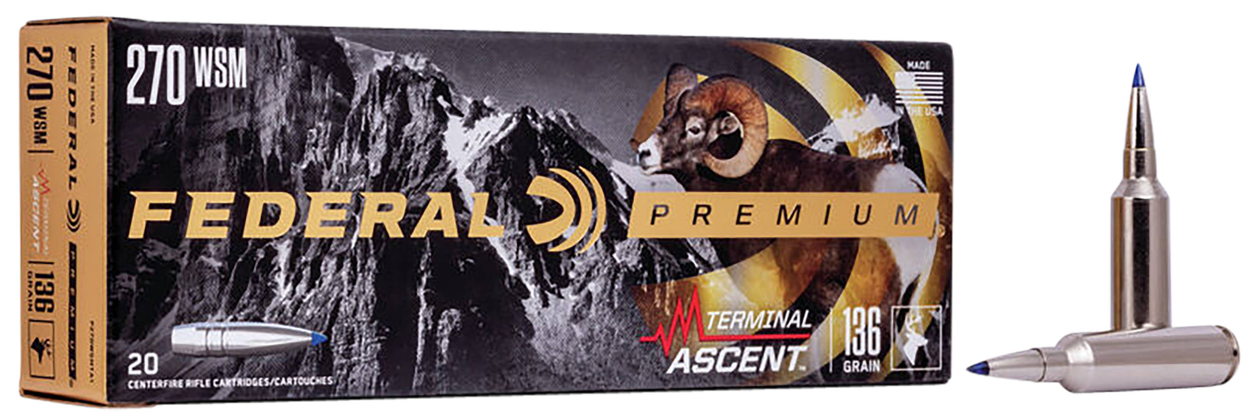 Federal Premium Terminal Ascent 270 WSM 136gr Hunting - Box or Case