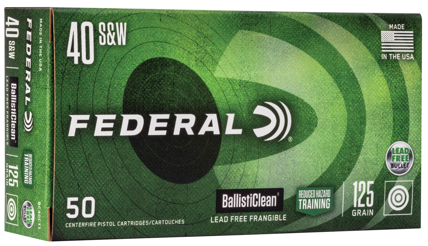 Federal BallistiClean 40 S&W 125gr Lead-Free Frangible 50 Rd - Box or Case
