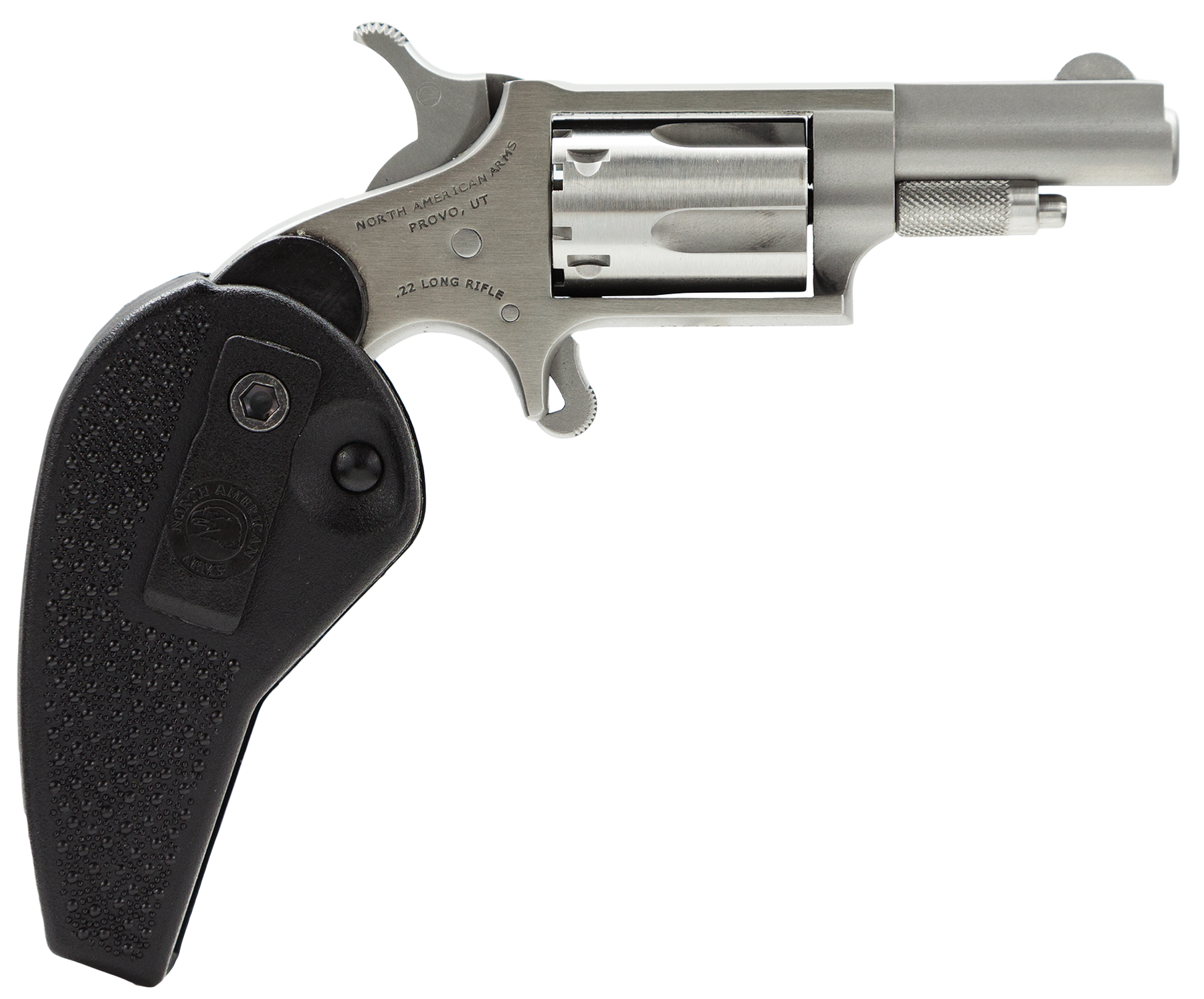 NAA 22LLRHG Mini-Revolver 22 LR 1.63" 5-Shot SAO Stainless Steel, Black Synthetic Holster Grip