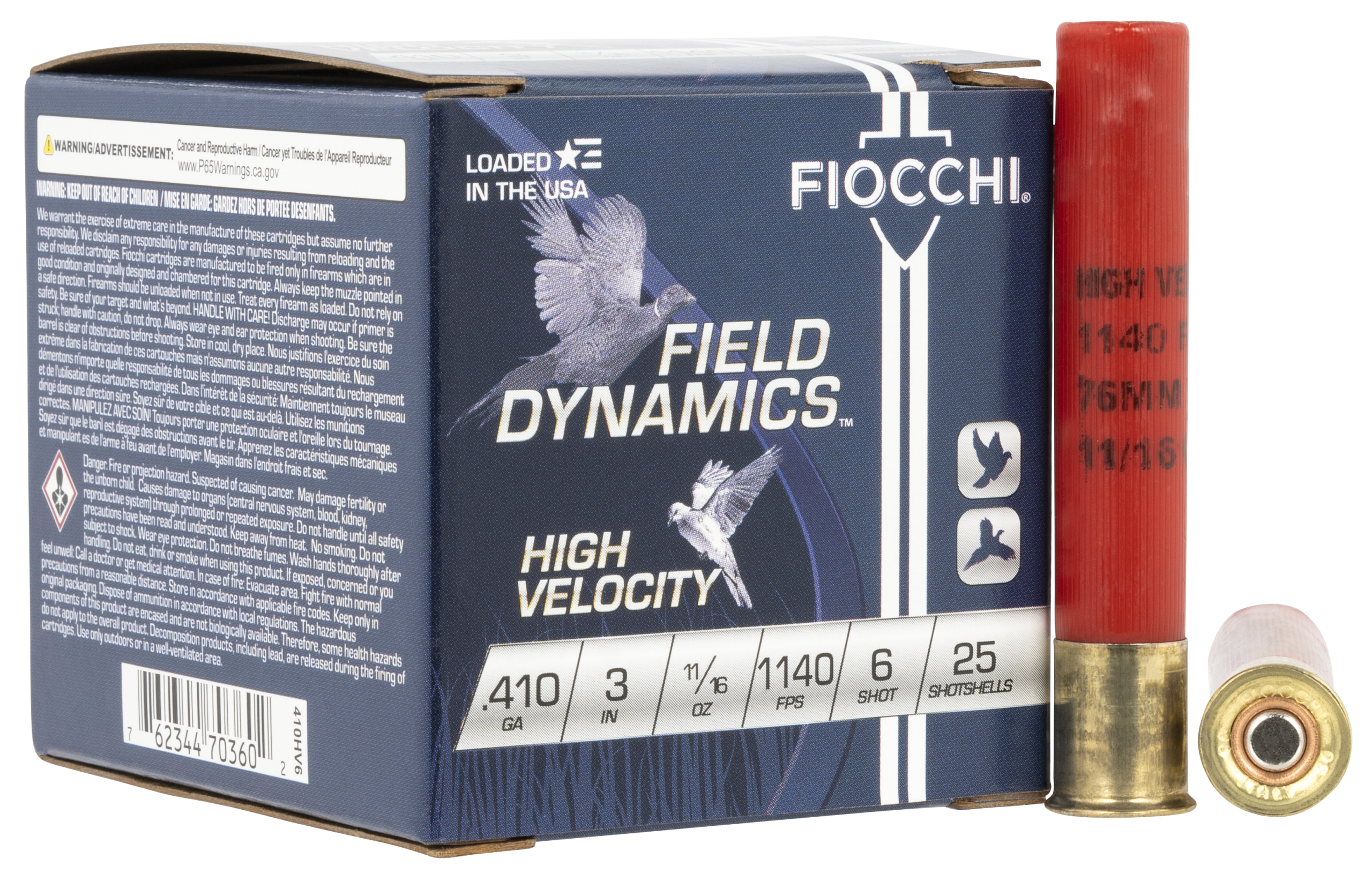 Fiocchi 410HV6 Field Dynamics High Velocity 410 Bore 3" 11/16 oz #6 Shot 25 Bx/10 Cs - Box or Case
