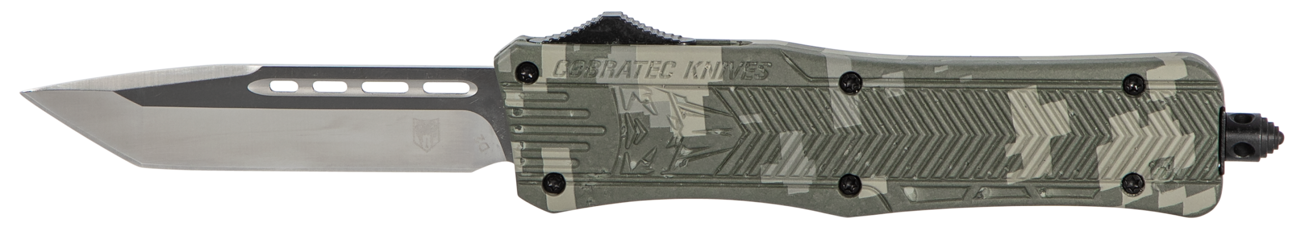 CobraTec CTK-1 Medium 3" OTF Tanto Plain D2 Steel Army DigiCamo Aluminum Handle