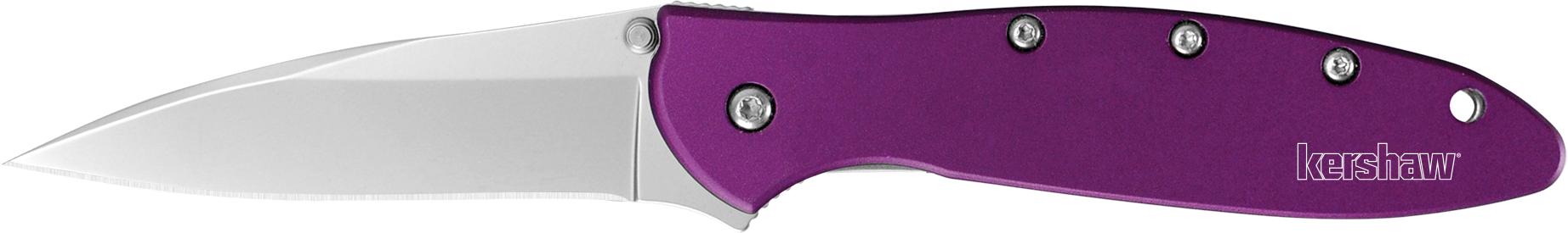 Kershaw Leek 3" Folding Drop Point 14C28N SS Knife - Purple Anodized Aluminum
