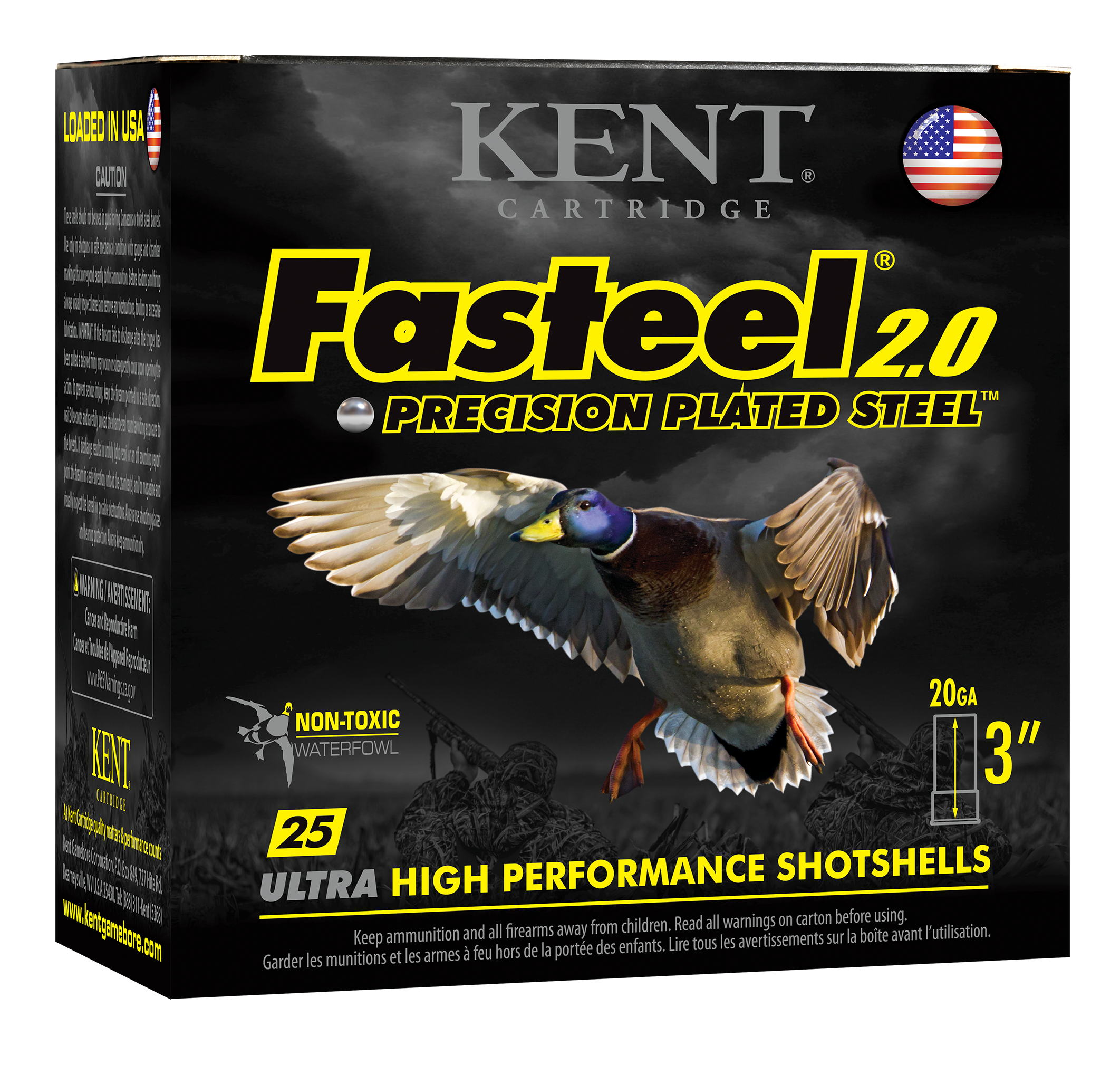 Kent Cartridge Fasteel 2.0 20 Gauge 3" 7/8 oz 2 Shot - Box or Case