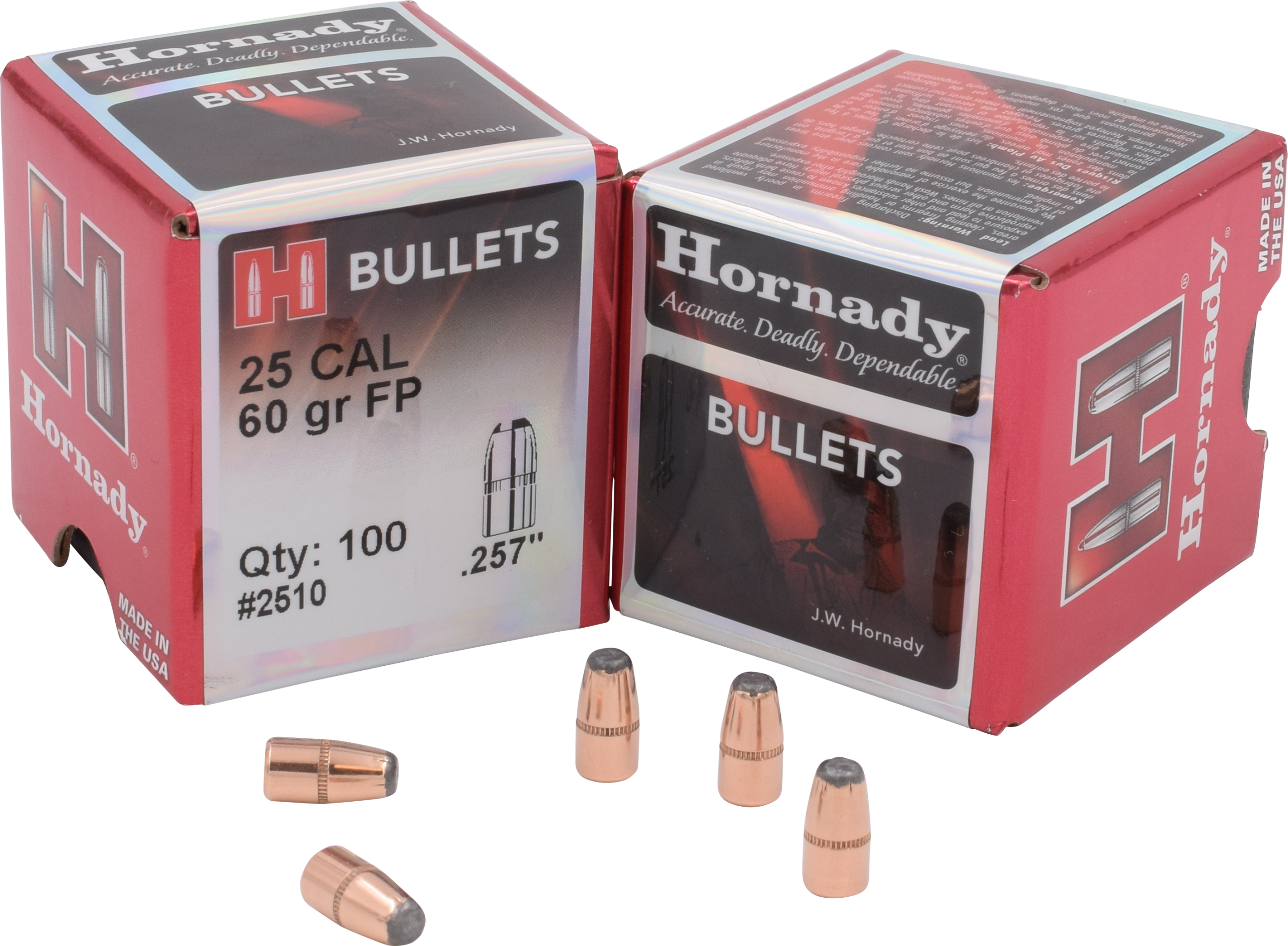 Hornady 2510 Traditional Varmint 25 Cal .257 60 gr Flat Point - 100/Box