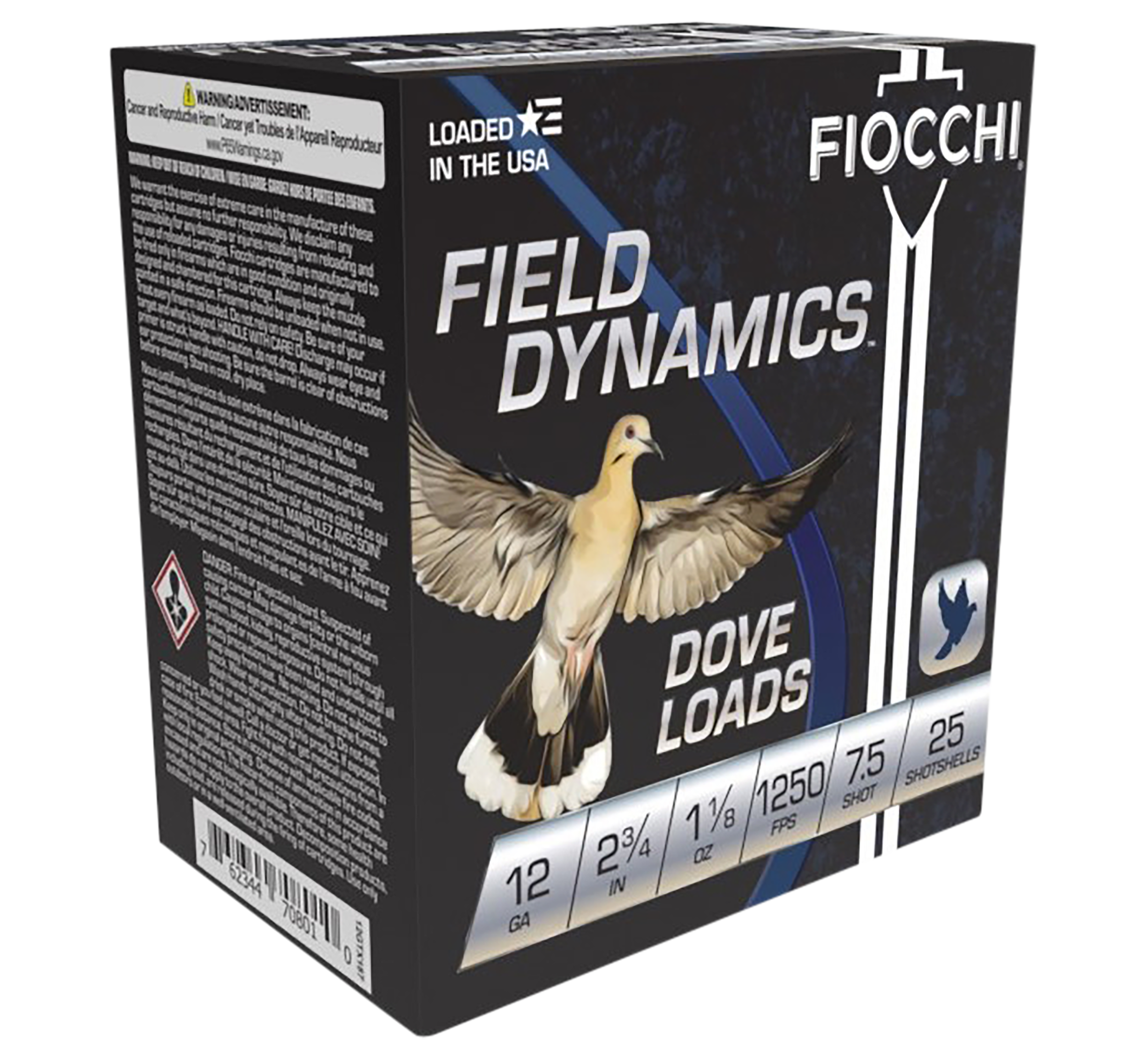 Fiocchi Field Dynamics Dove & Quail 12 Gauge 2.75" 1-1/8oz 7.5 Shot 25 Rd - Box or Case