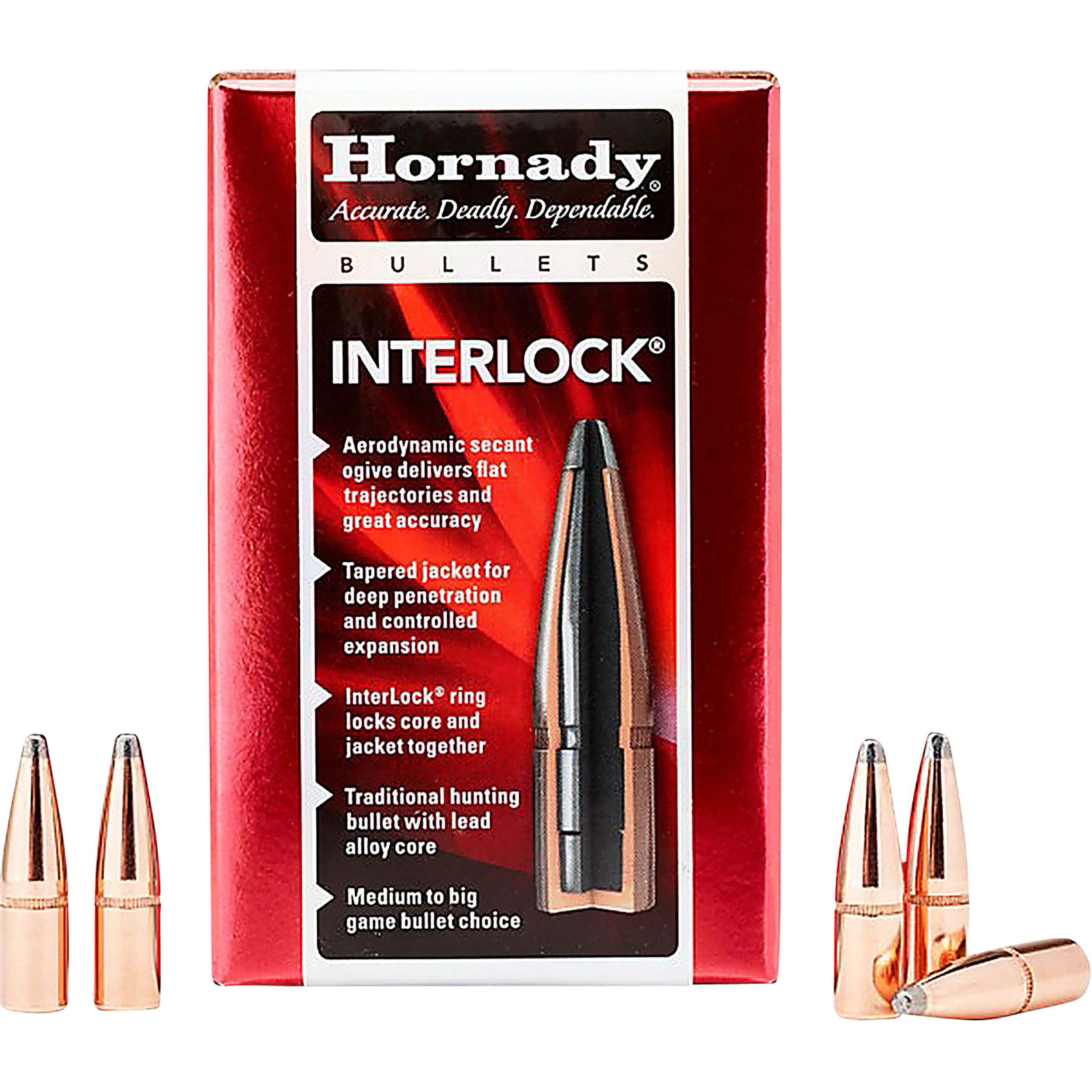 Hornady InterLock 270 Cal .277 150gr Spire Point Reloading Bullets - 100/Box