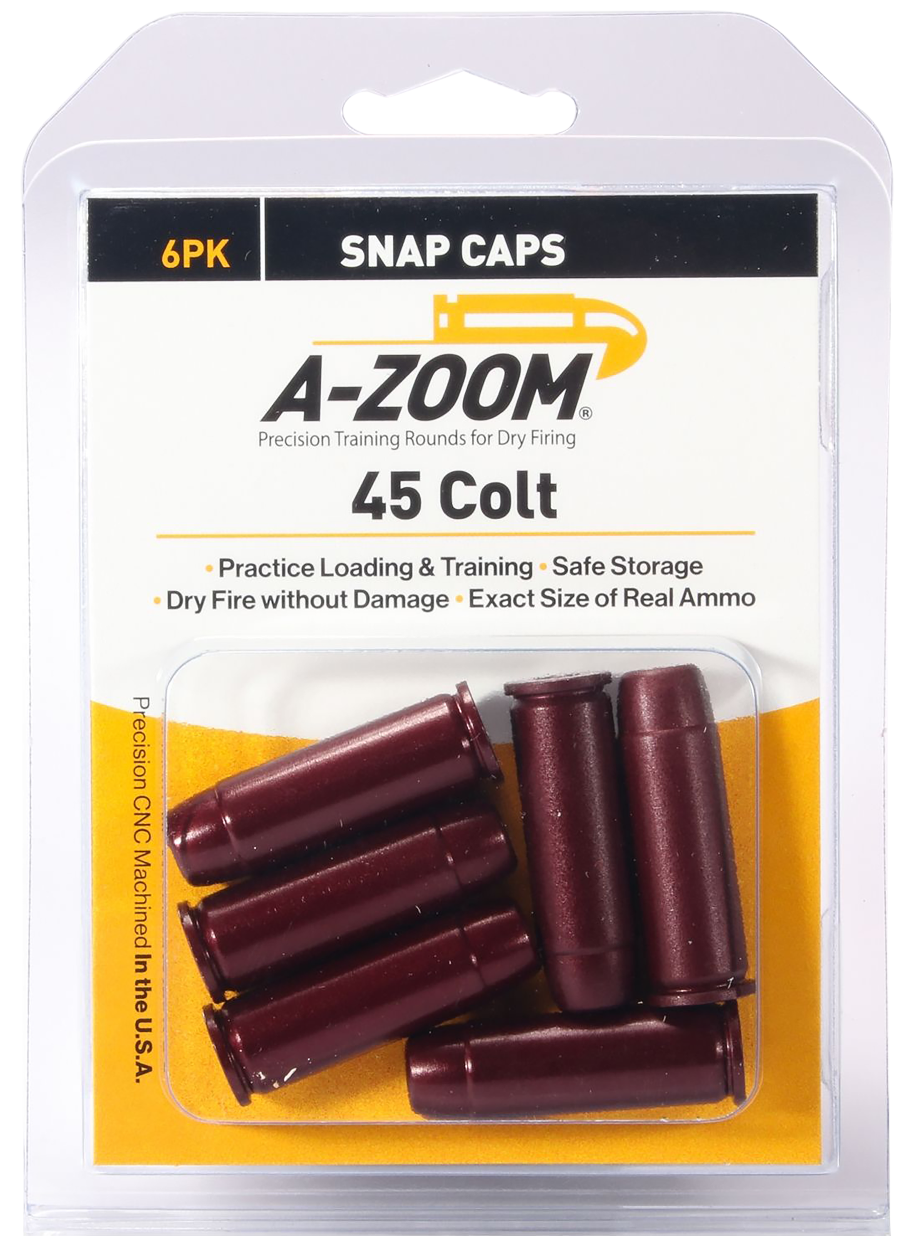 A-Zoom 16124 Revolver Snap Caps 45 Colt 6-Pack