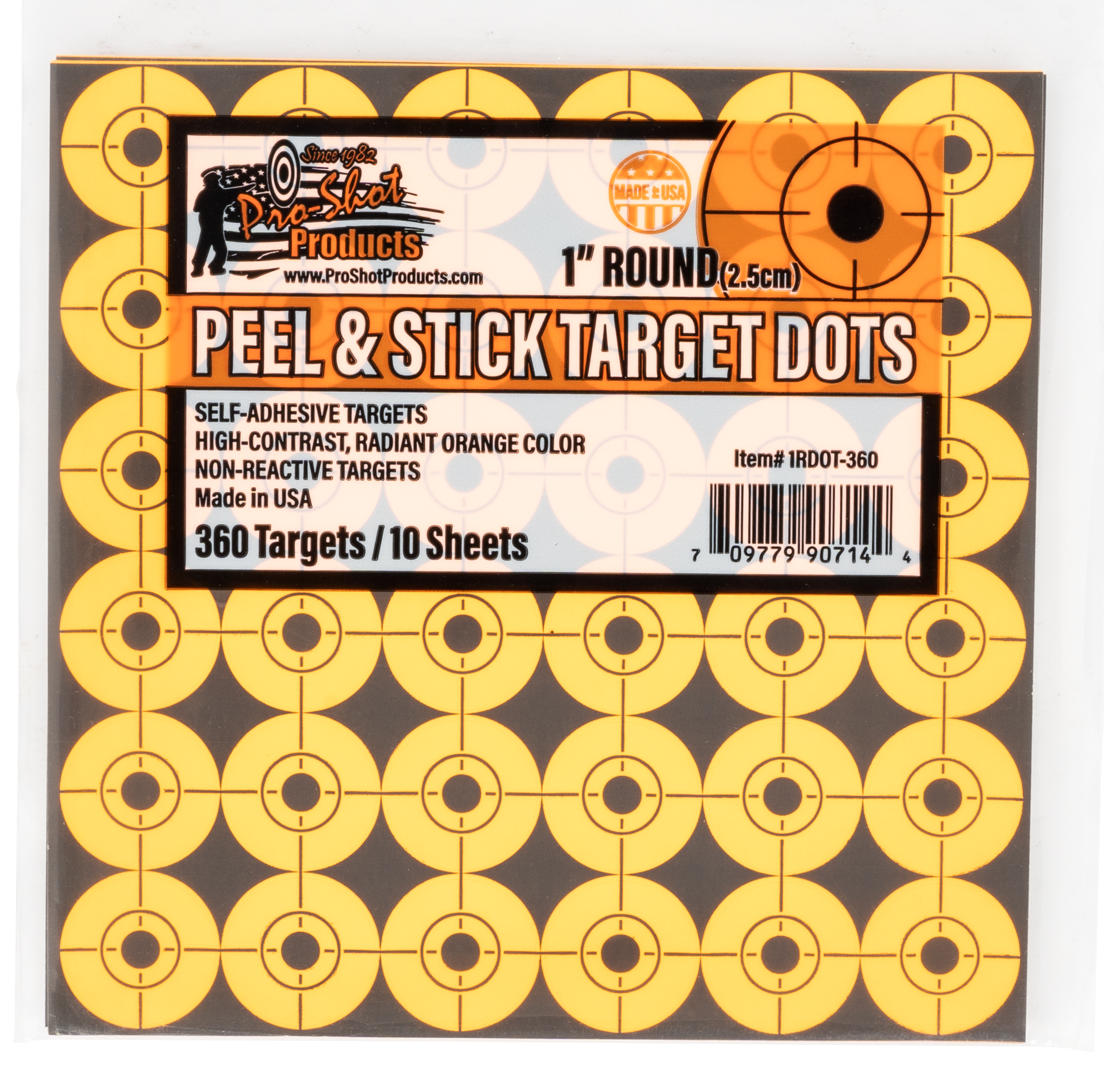 Pro-Shot 1RDOT360 Peel & Stick Target Dots 1" Orange 360 Targets 10-Pack