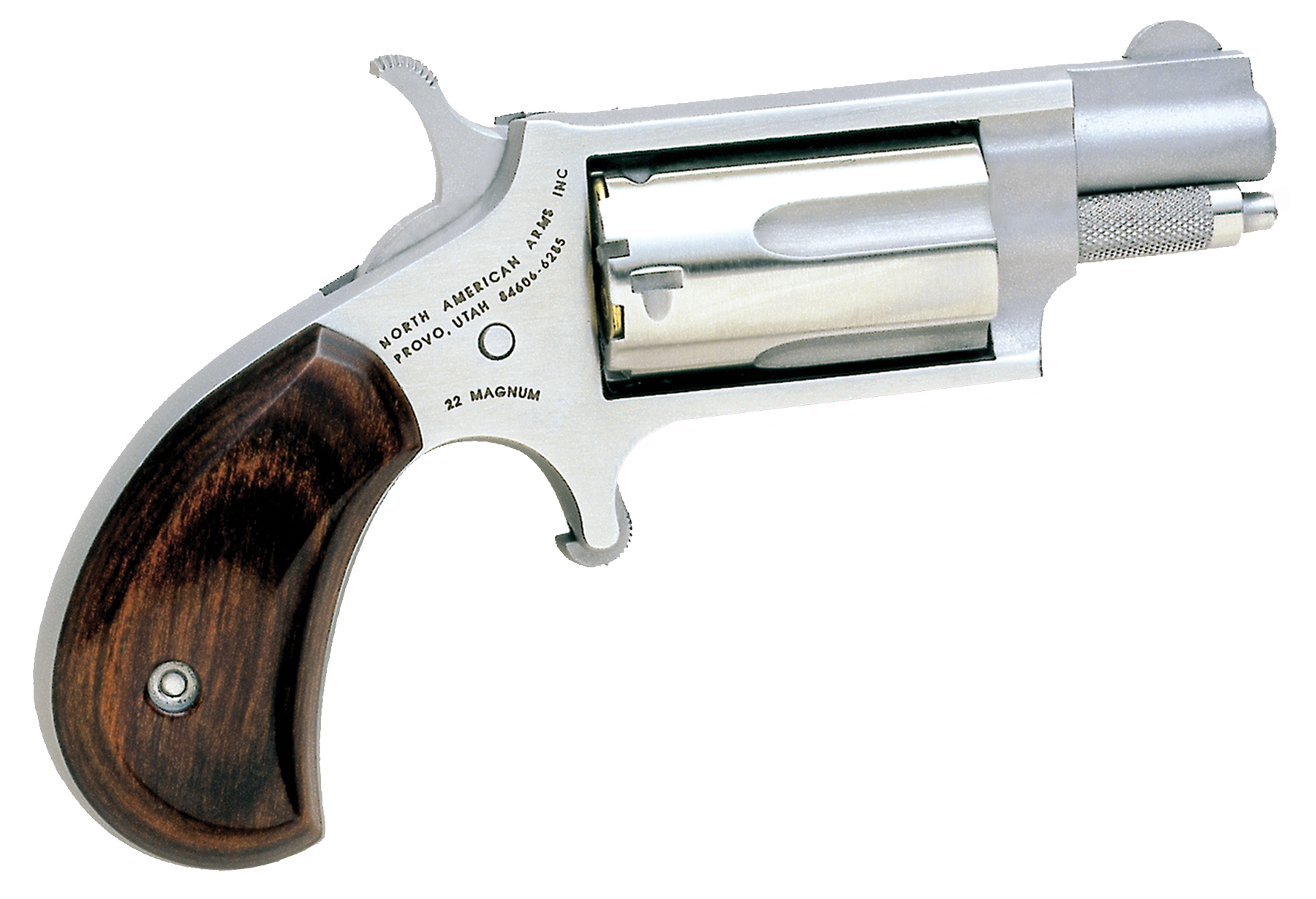 North American Arms 22MS Mini-Revolver 22 WMR 1.13" 5-Rd SAO Stainless Rosewood Birdshead - CA Compliant