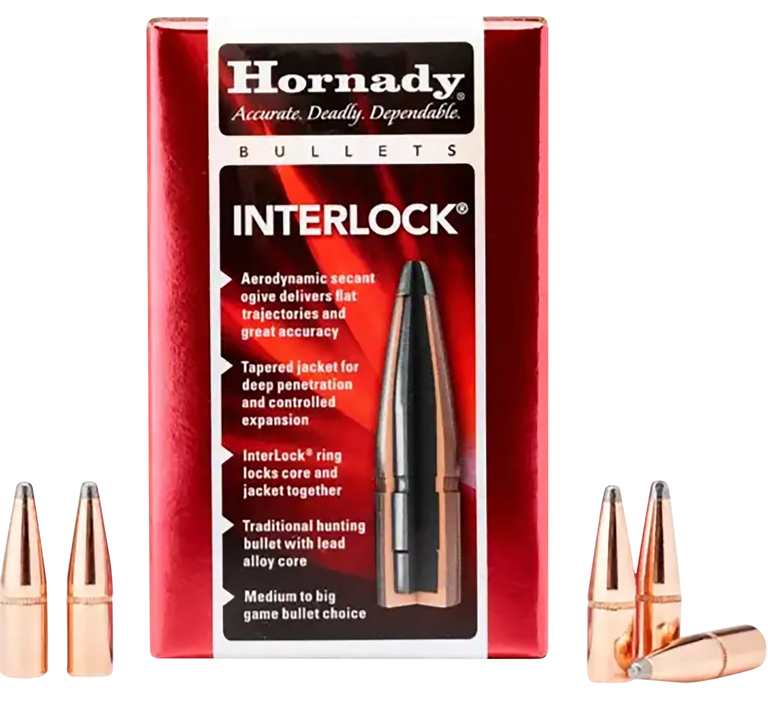 Hornady InterLock 270 Cal .277 140gr Boat Tail Spire Point Reloading Bullets - 100/Box