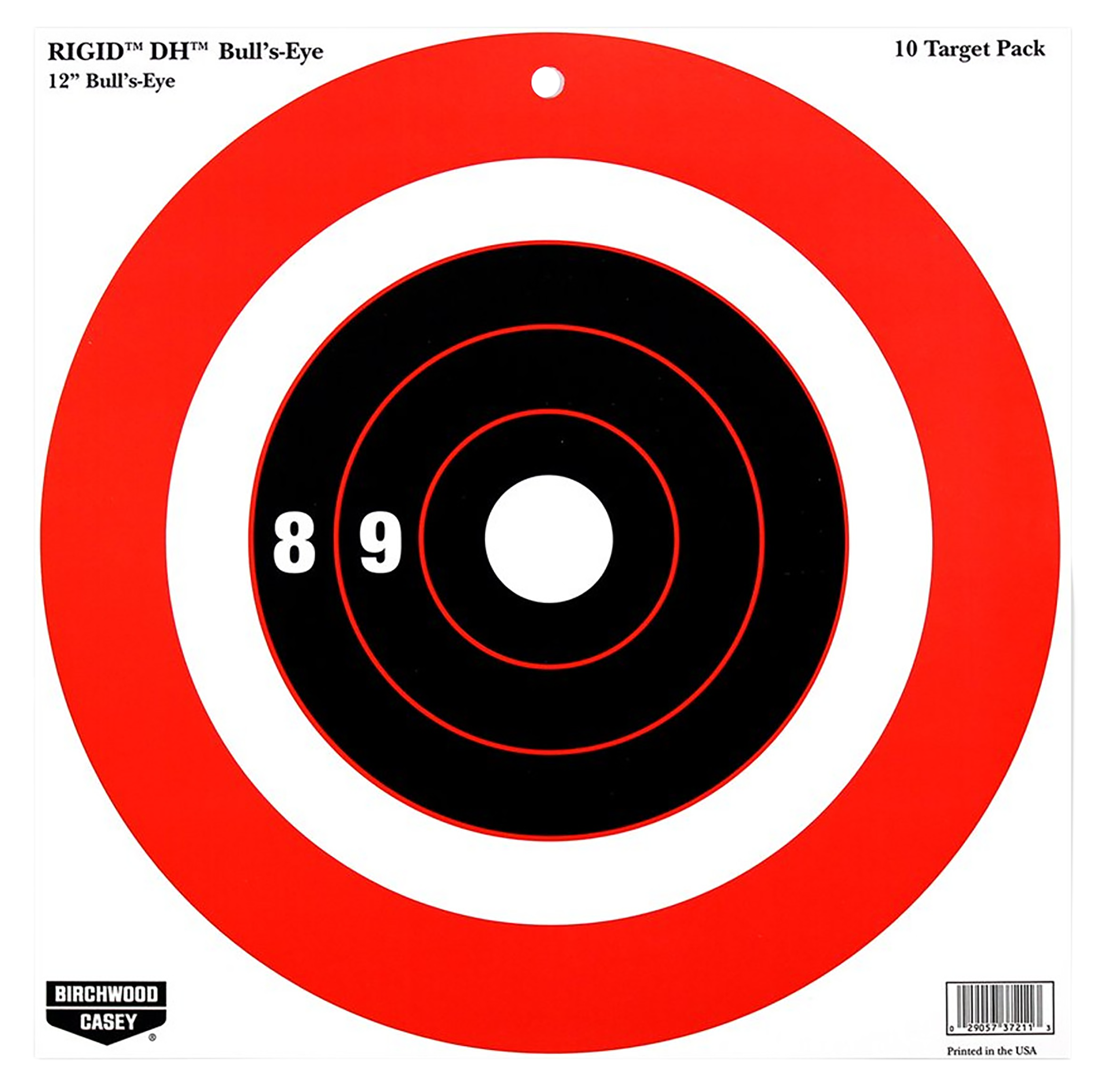 Birchwood Casey Rigid DH Bullseye 12" x 12" Tagboard Hanging Target - 10 Pack