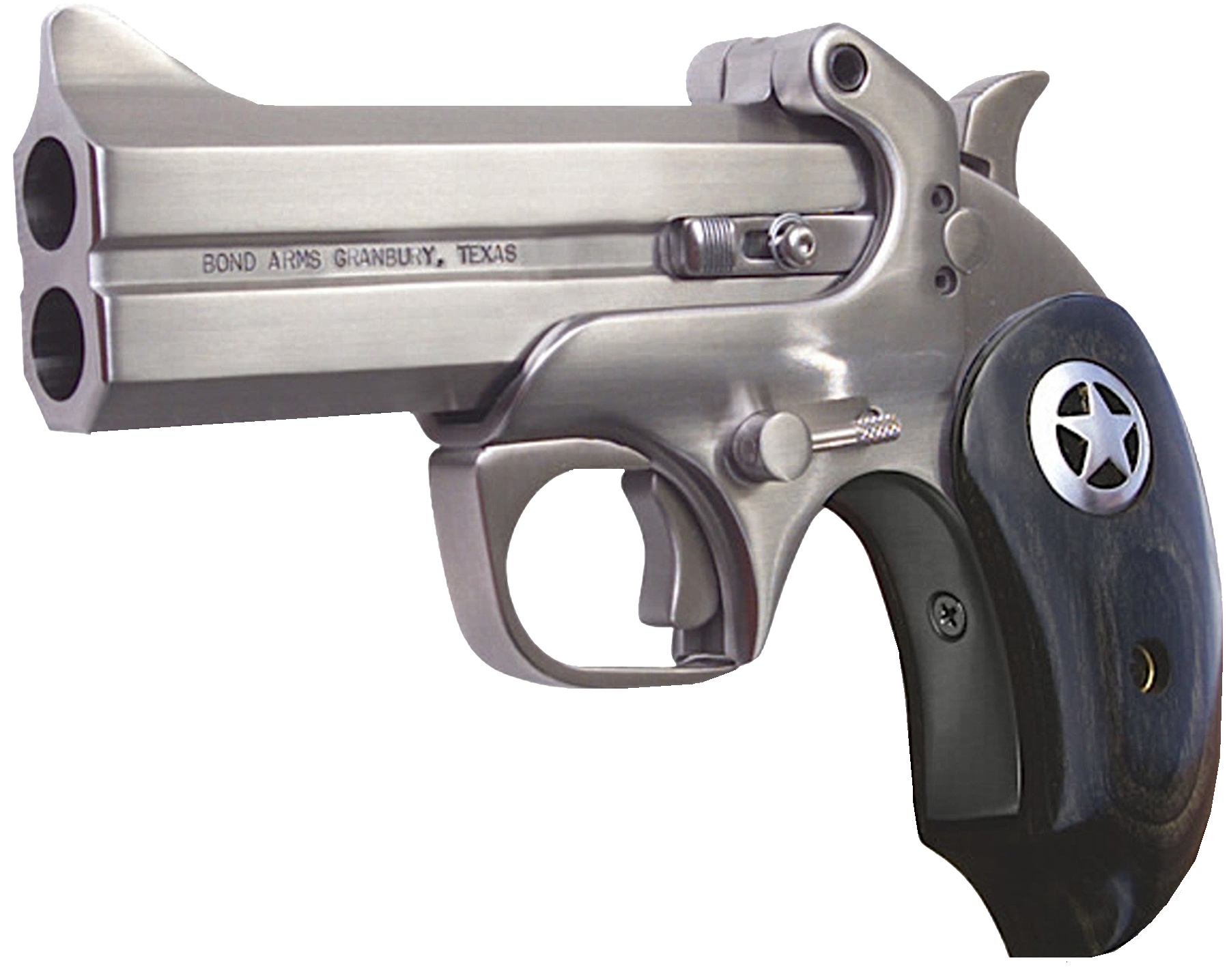 Bond Arms Ranger II 45 Colt/410 Bore 4.25" 2-Rd Derringer - Ext. Black Ash/Star Grip - Stainless