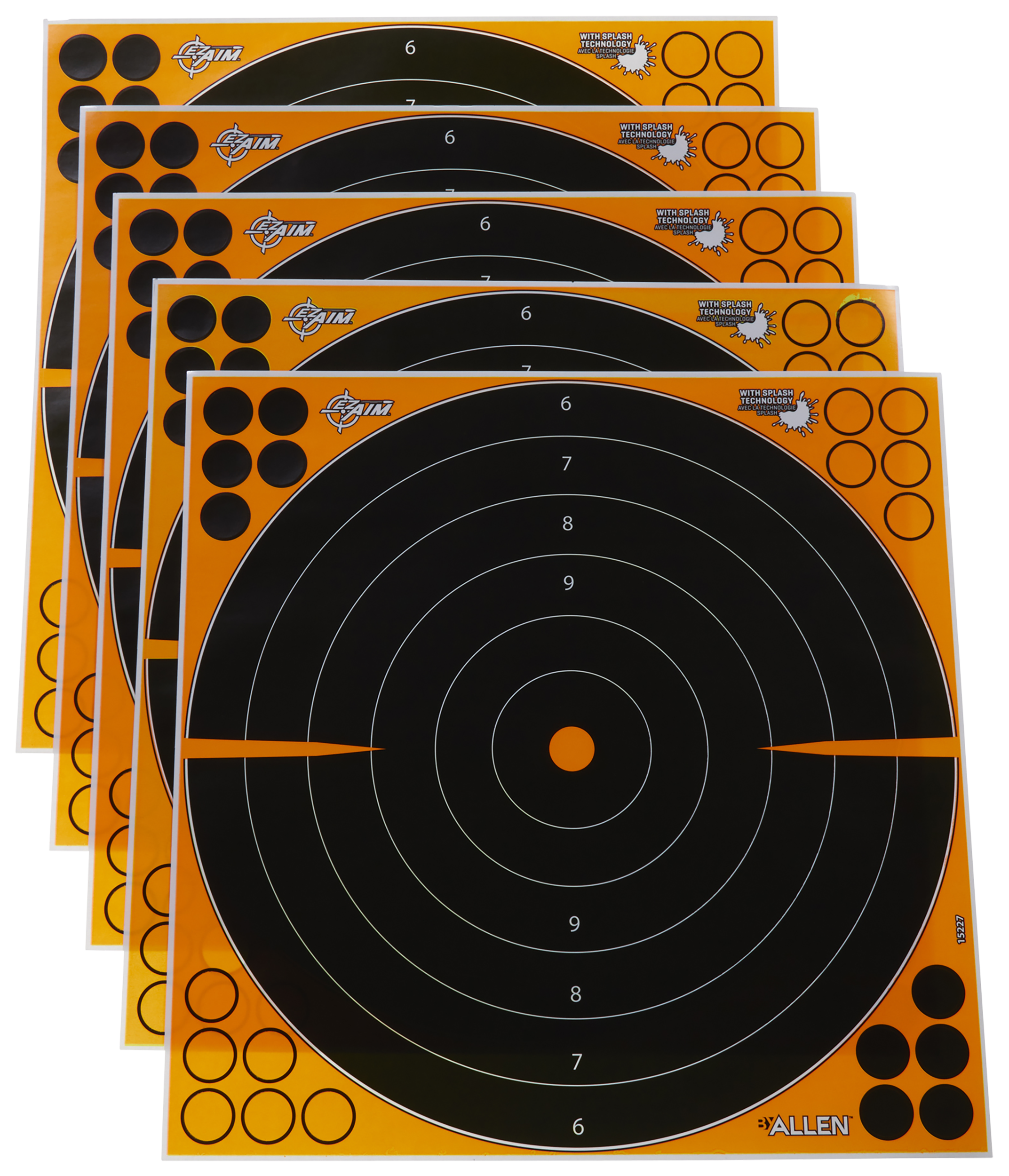 EZ-Aim 15227 Splash Reactive Self-Adhesive Paper 16" Bullseye Black/Orange - 5 Pack