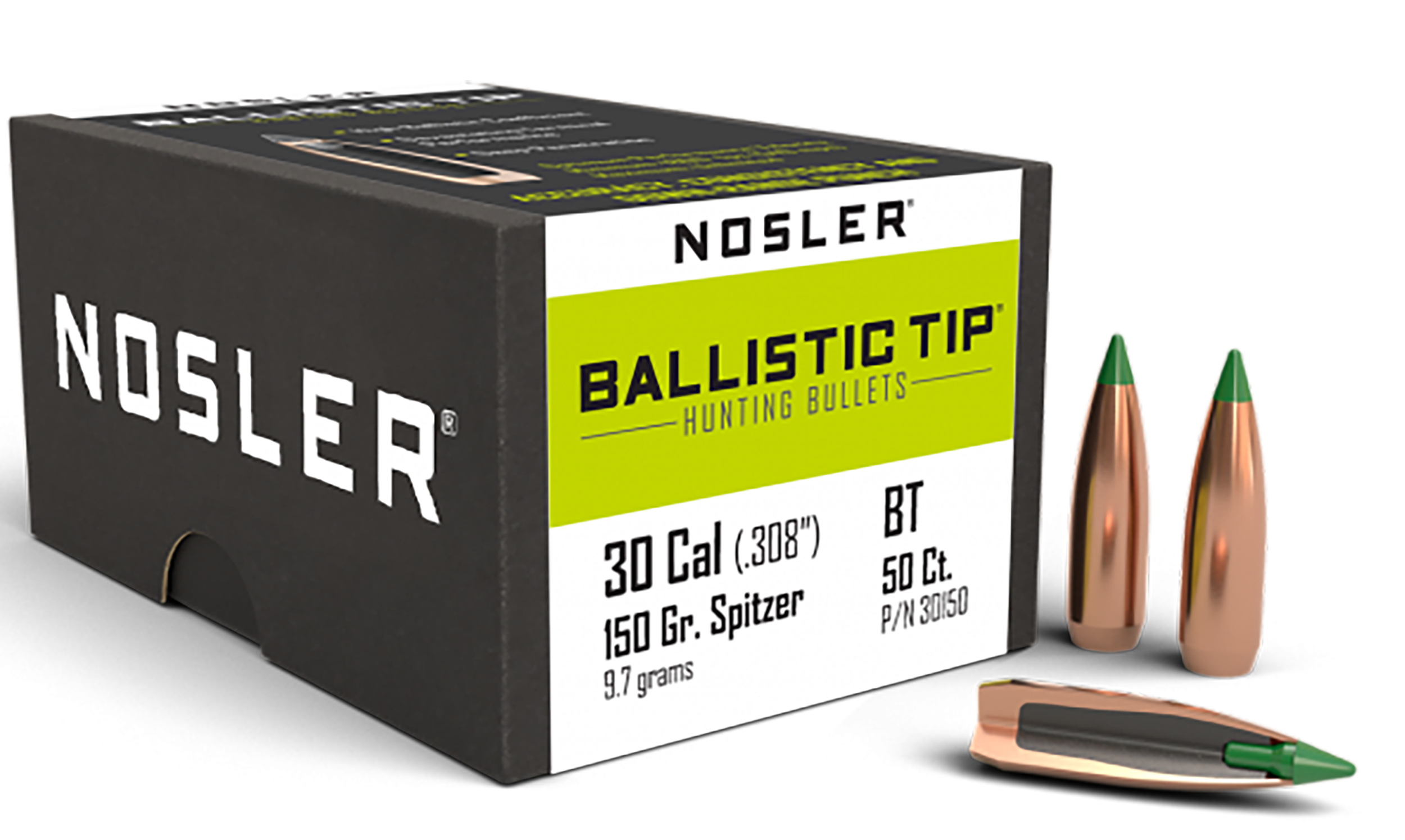 Nosler Ballistic Tip Hunting 30 Cal .308 150 gr Spitzer - 50/Box