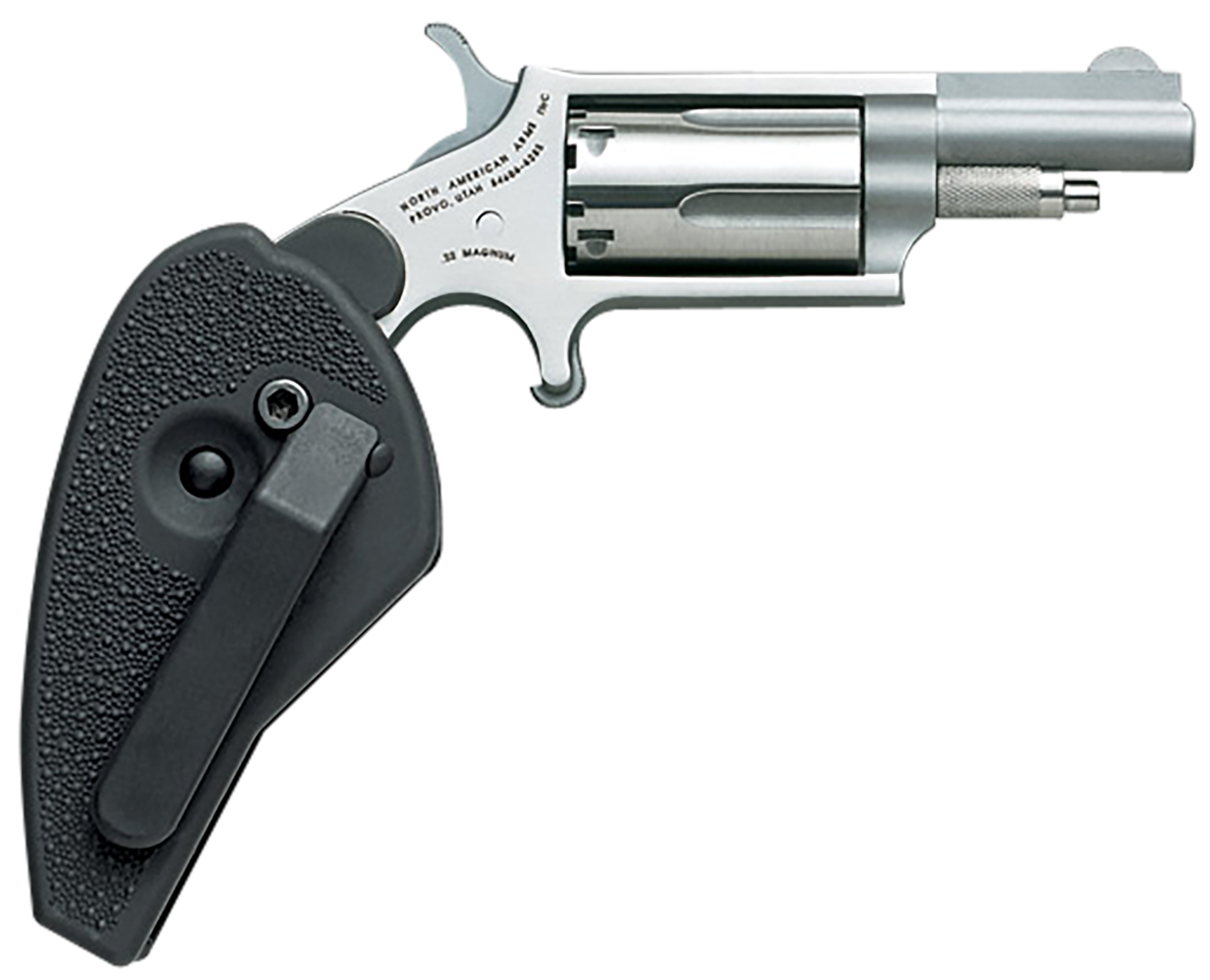 NAA 22MCHG Mini-Revolver 22 LR/22 WMR 1.63" 5rd SAO Stainless Steel, Black Synthetic Holster Grip