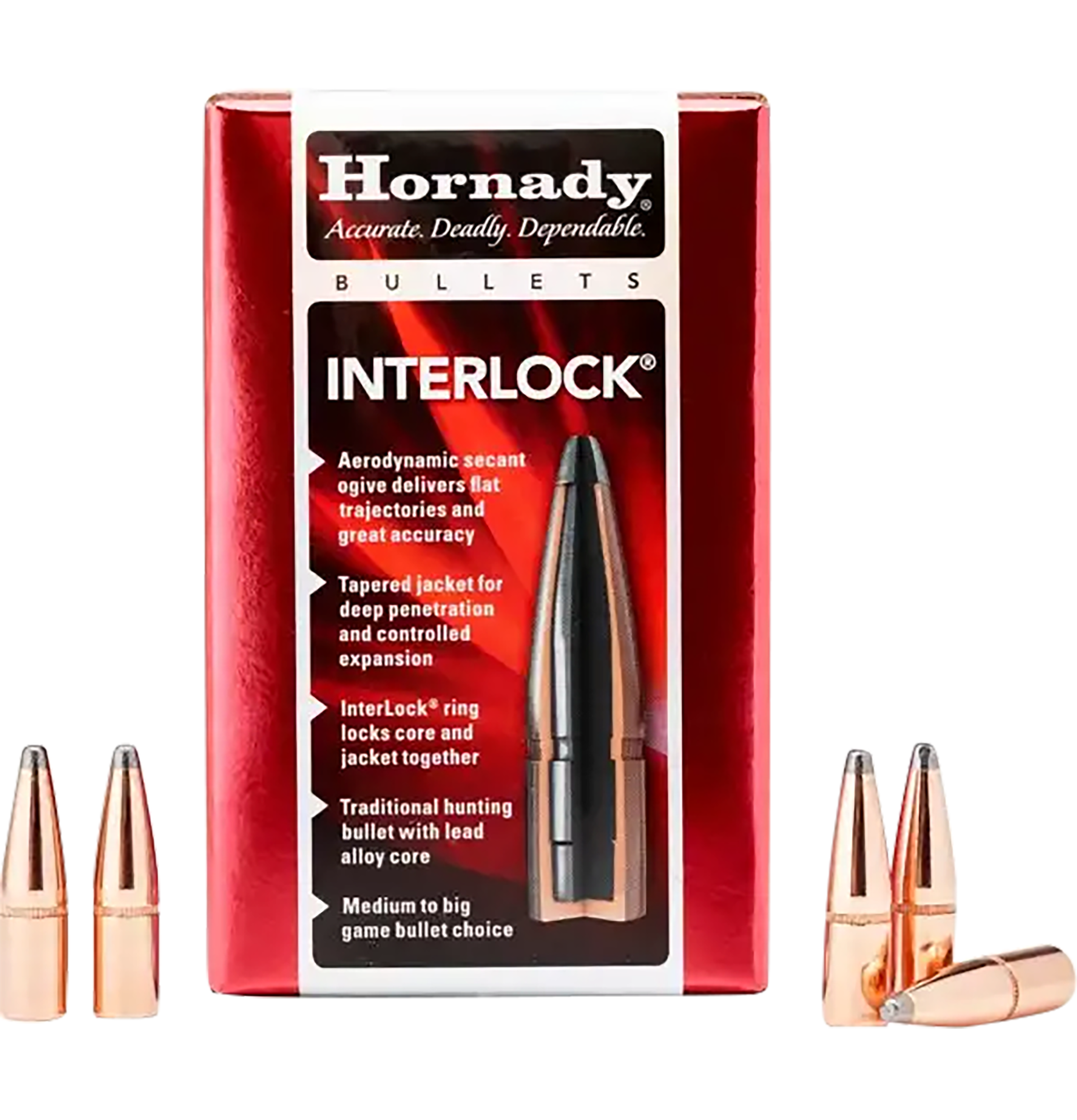 Hornady InterLock 30 Cal .308 165gr Boat Tail Spire Point 100/Box